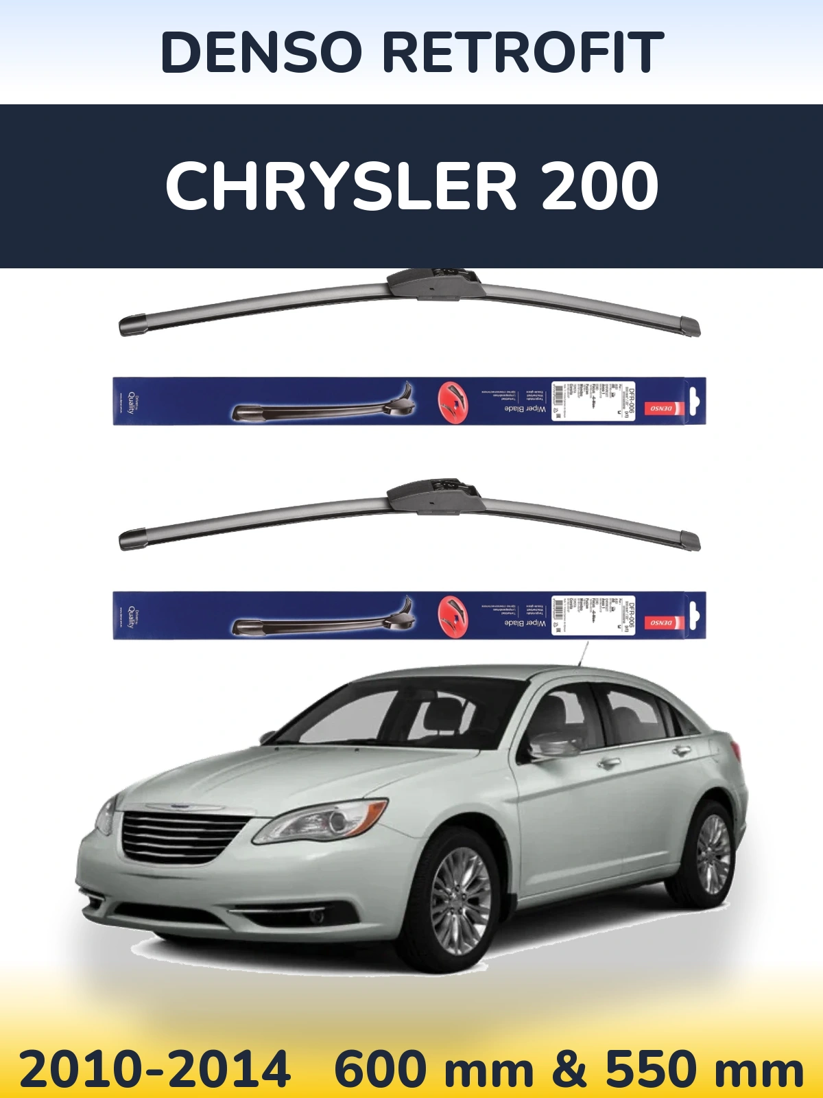 Sada předních stěračů Denso Retrofit 600 a 550 mm pro Chrysler 200 2010-2014