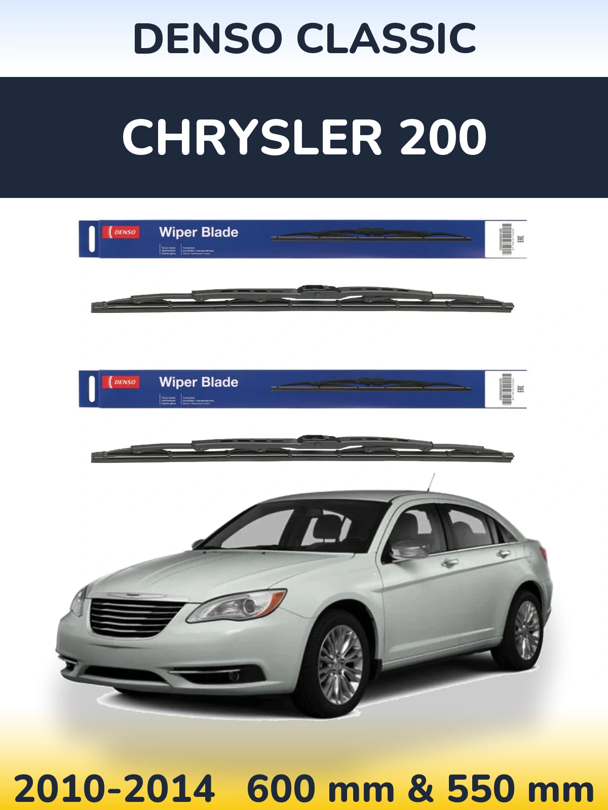 Sada předních stěračů Denso Classic 600 a 550 mm pro Chrysler 200 2010-2014