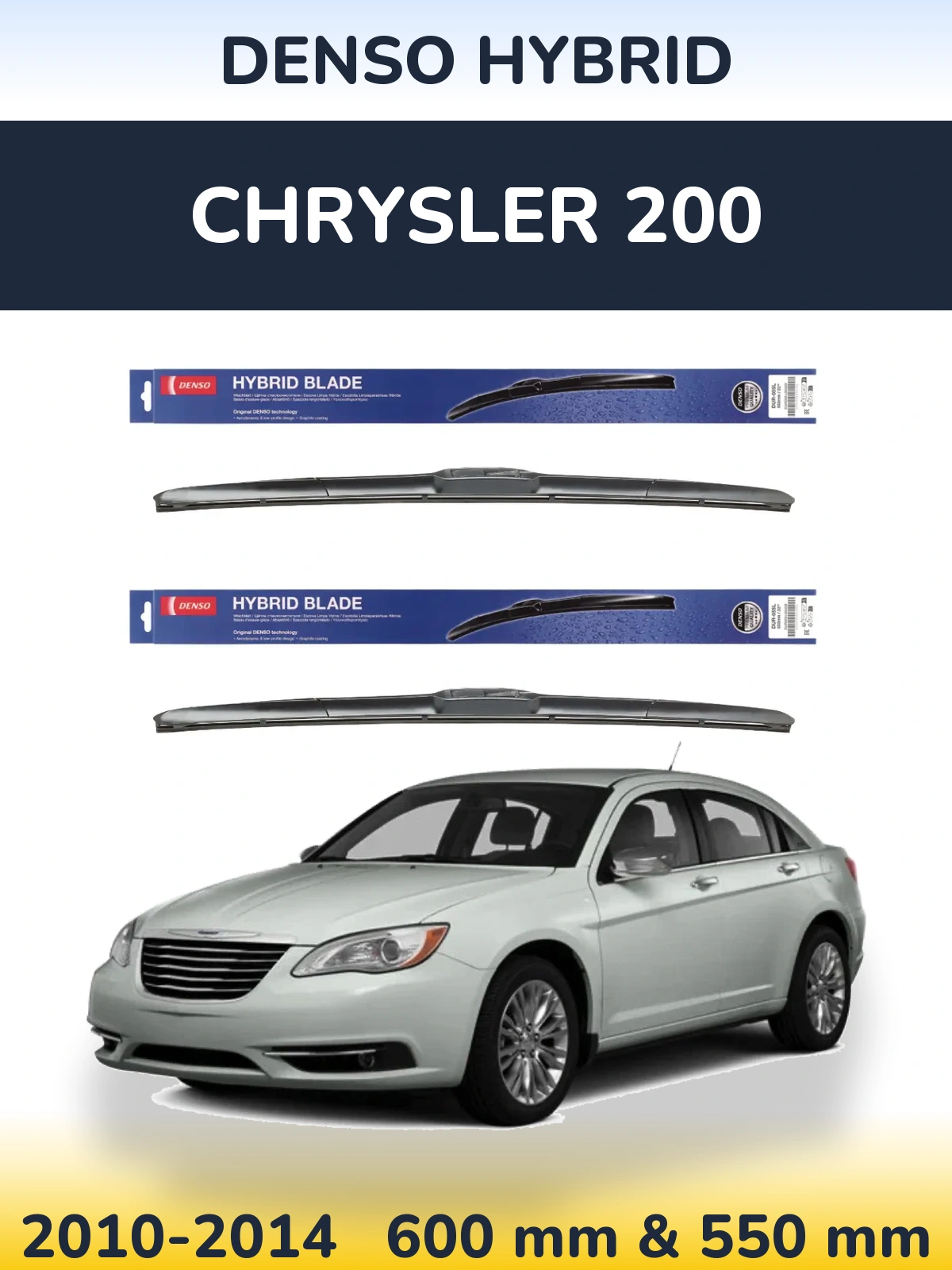 Sada předních stěračů Denso Hybrid 600 a 550 mm pro Chrysler 200 2010-2014