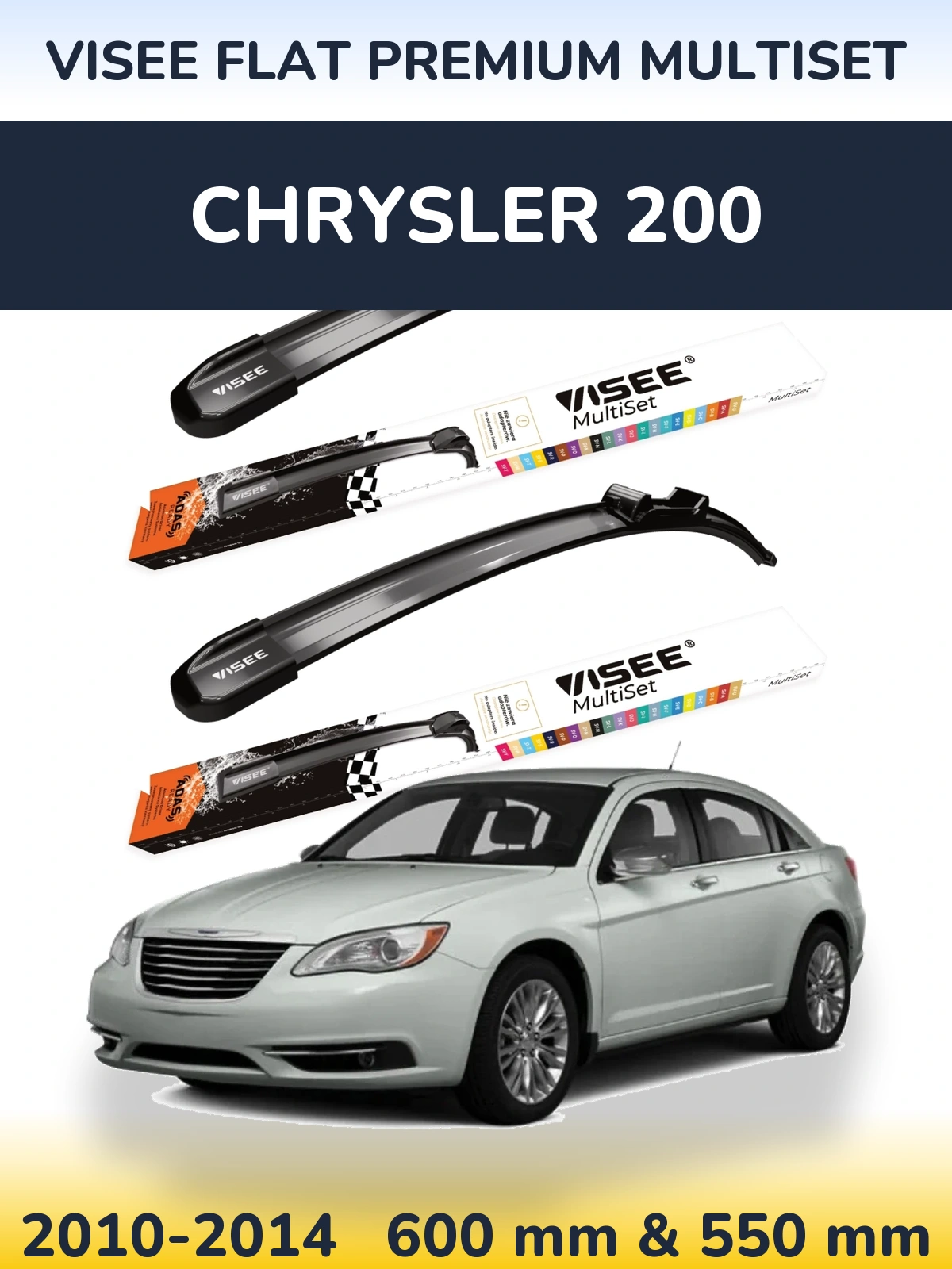 Sada předních stěračů VISEE FLAT PREMIUM MultiSet 600 a 550 mm pro Chrysler 200 2010-2014