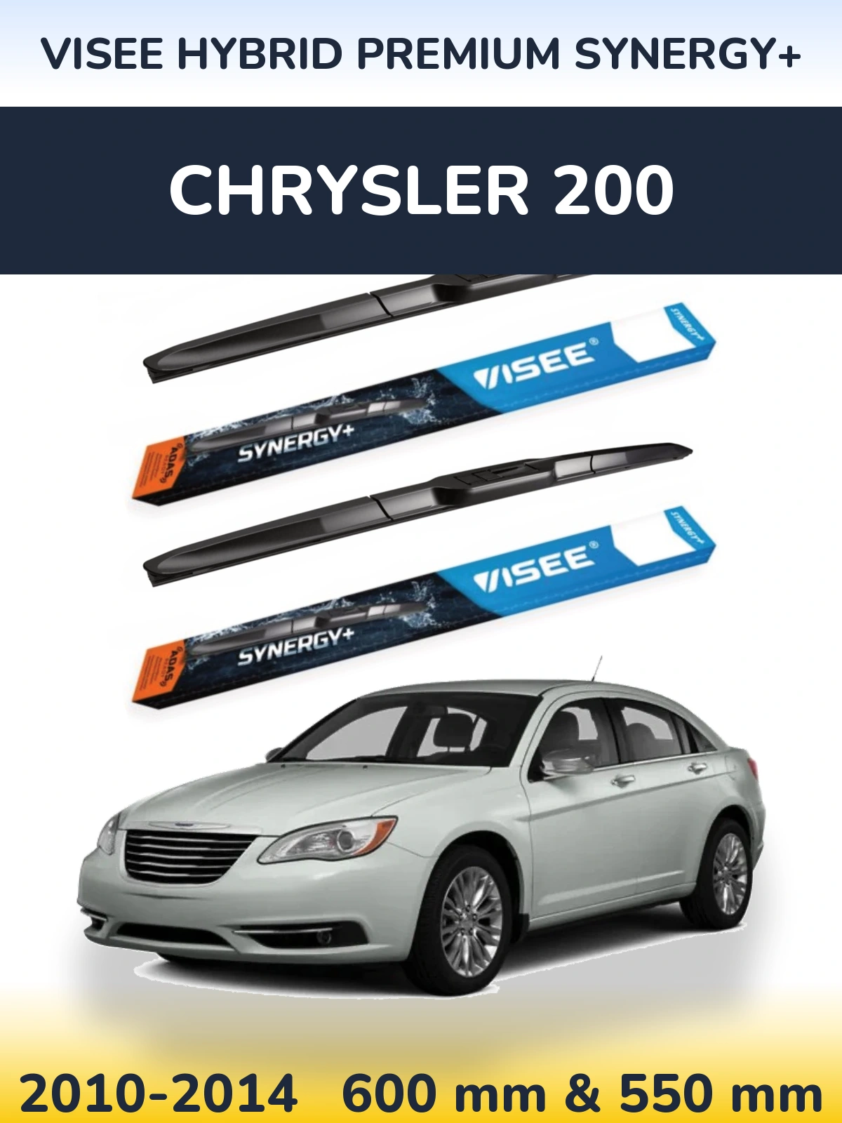 Sada předních stěračů VISEE HYBRID PREMIUM SYNERGY+ 600 a 550 mm pro Chrysler 200 2010-2014