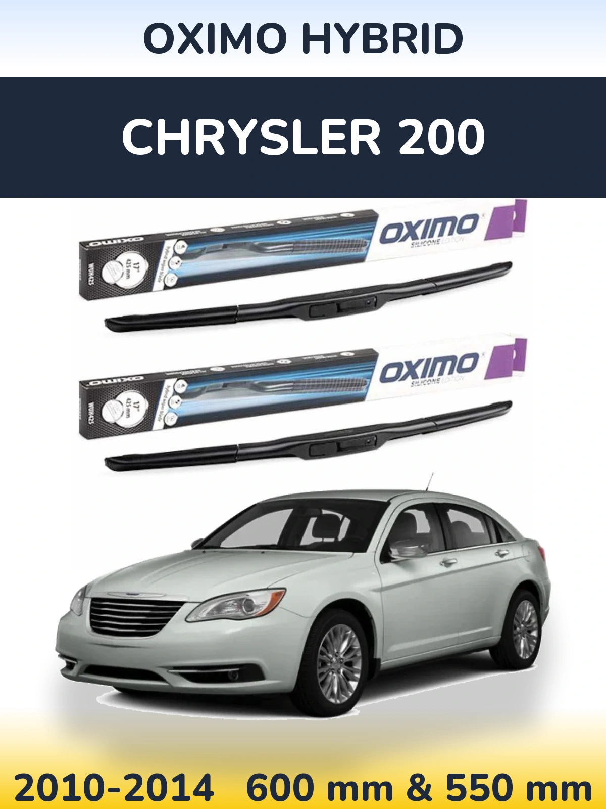 Sada předních stěračů Oximo Hybrid 600 a 550 mm pro Chrysler 200 2010-2014