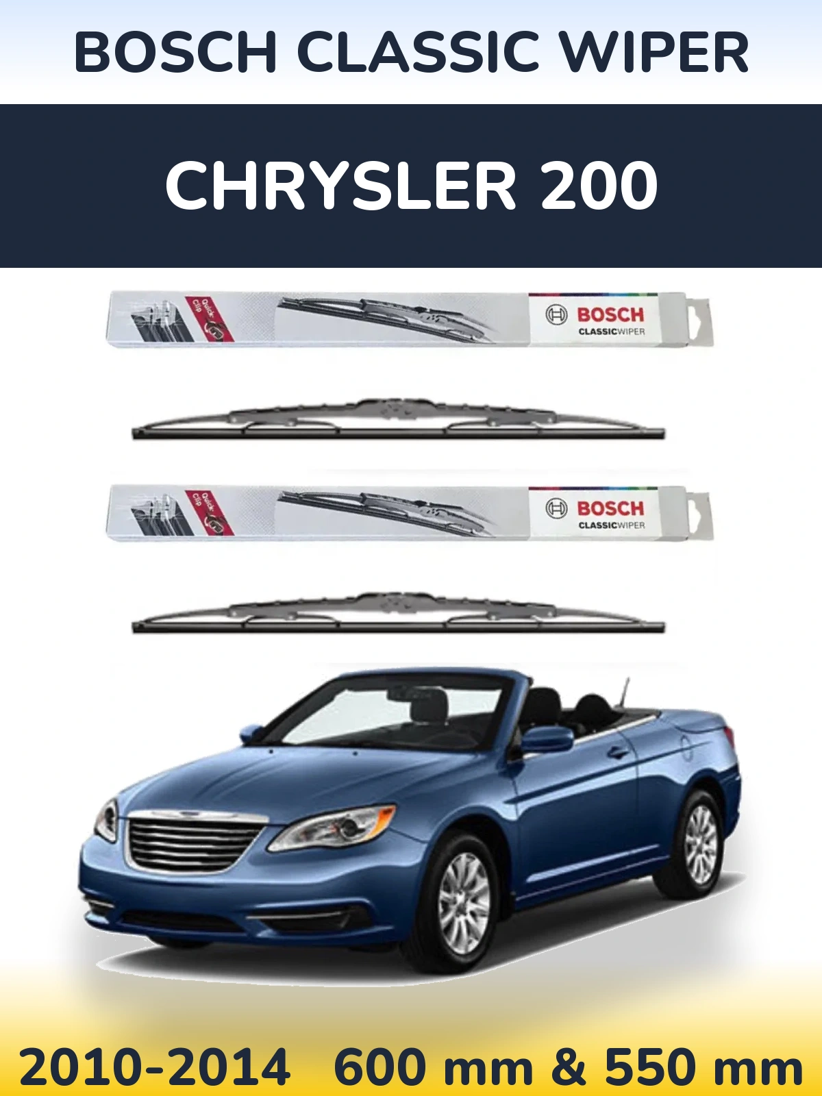 Sada předních stěračů BOSCH Classic Wiper 600 a 550 mm pro Chrysler 200 2010-2014