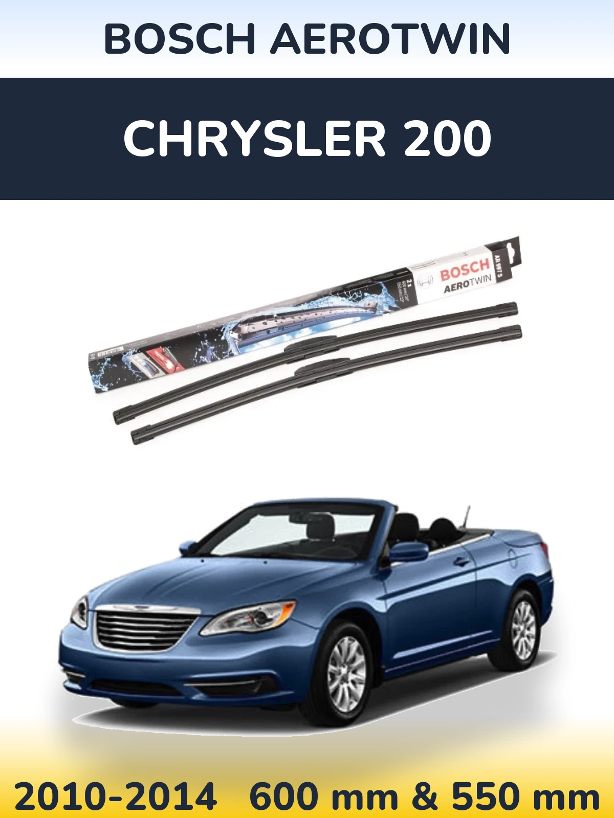Sada předních stěračů BOSCH AeroTwin 600 a 550 mm pro Chrysler 200 2010-2014