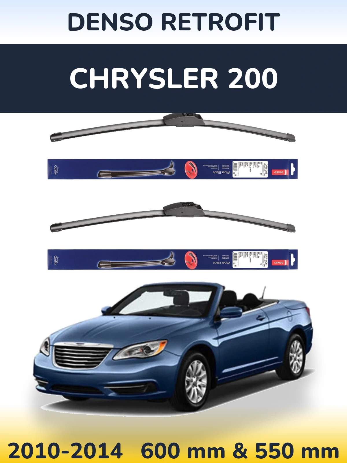 Комплект передніх щіток Denso Retrofit 600 & 550 мм для Chrysler 200 2010-2014
