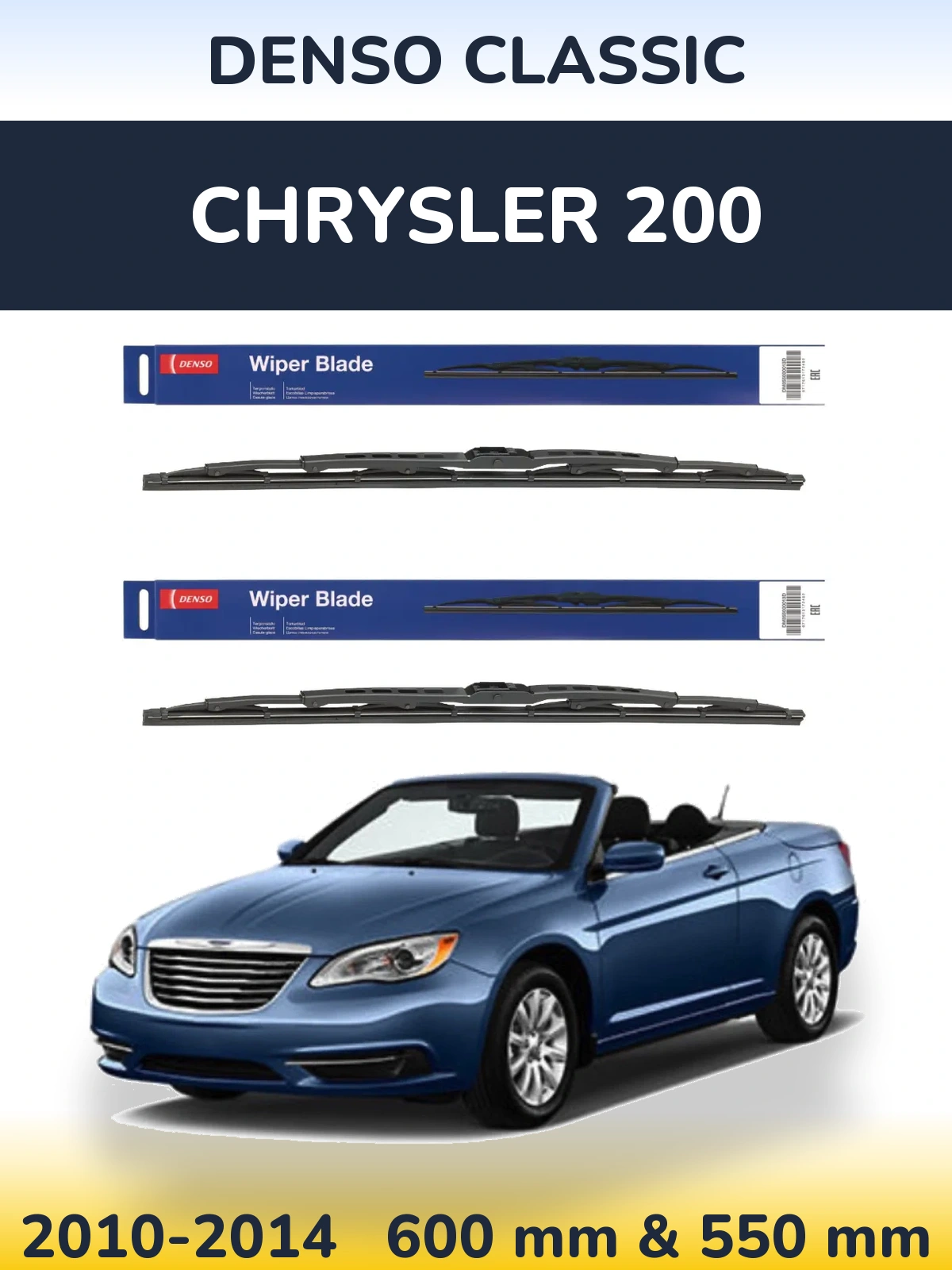Sada předních stěračů Denso Classic 600 a 550 mm pro Chrysler 200 2010-2014