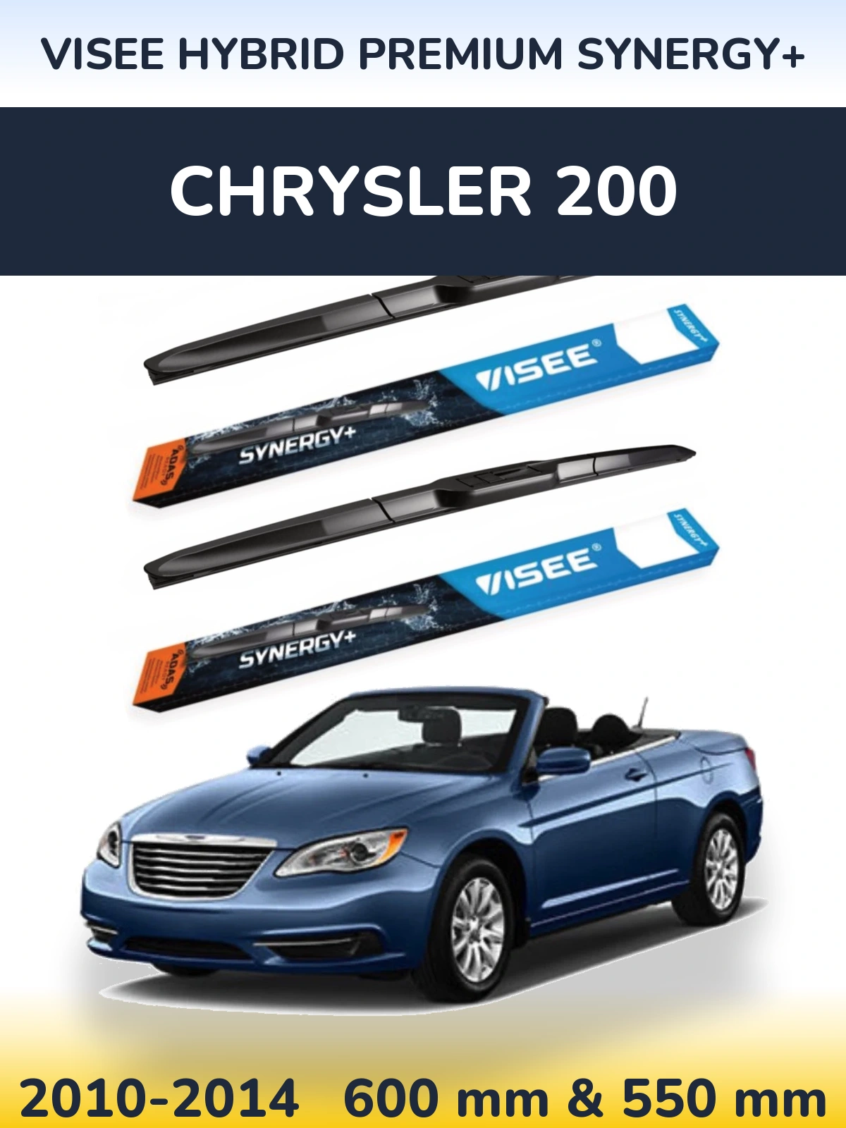 Sada předních stěračů VISEE HYBRID PREMIUM SYNERGY+ 600 a 550 mm pro Chrysler 200 2010-2014