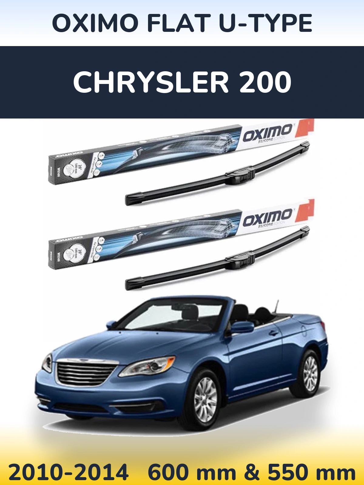 Sada předních stěračů Oximo Flat U-type 600 a 550 mm pro Chrysler 200 2010-2014