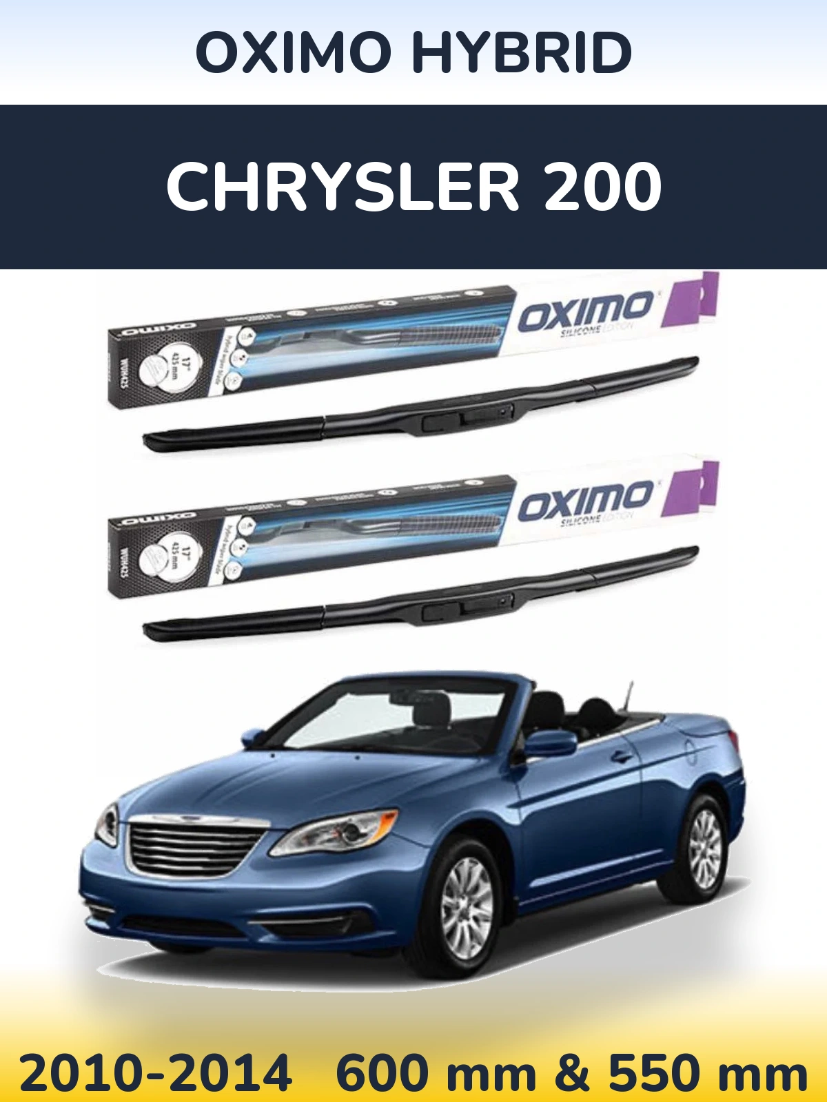 Sada předních stěračů Oximo Hybrid 600 a 550 mm pro Chrysler 200 2010-2014