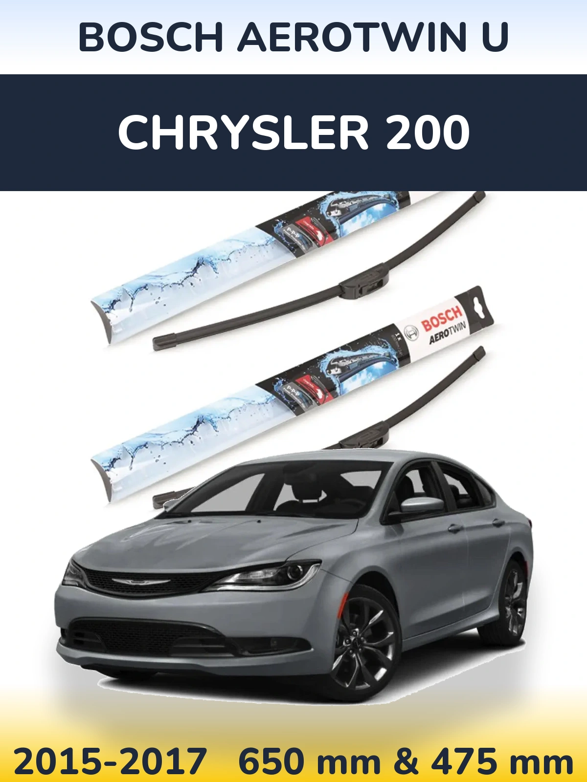Sada předních stěračů BOSCH AeroTwin U 650 a 475 mm pro Chrysler 200 2015-2017