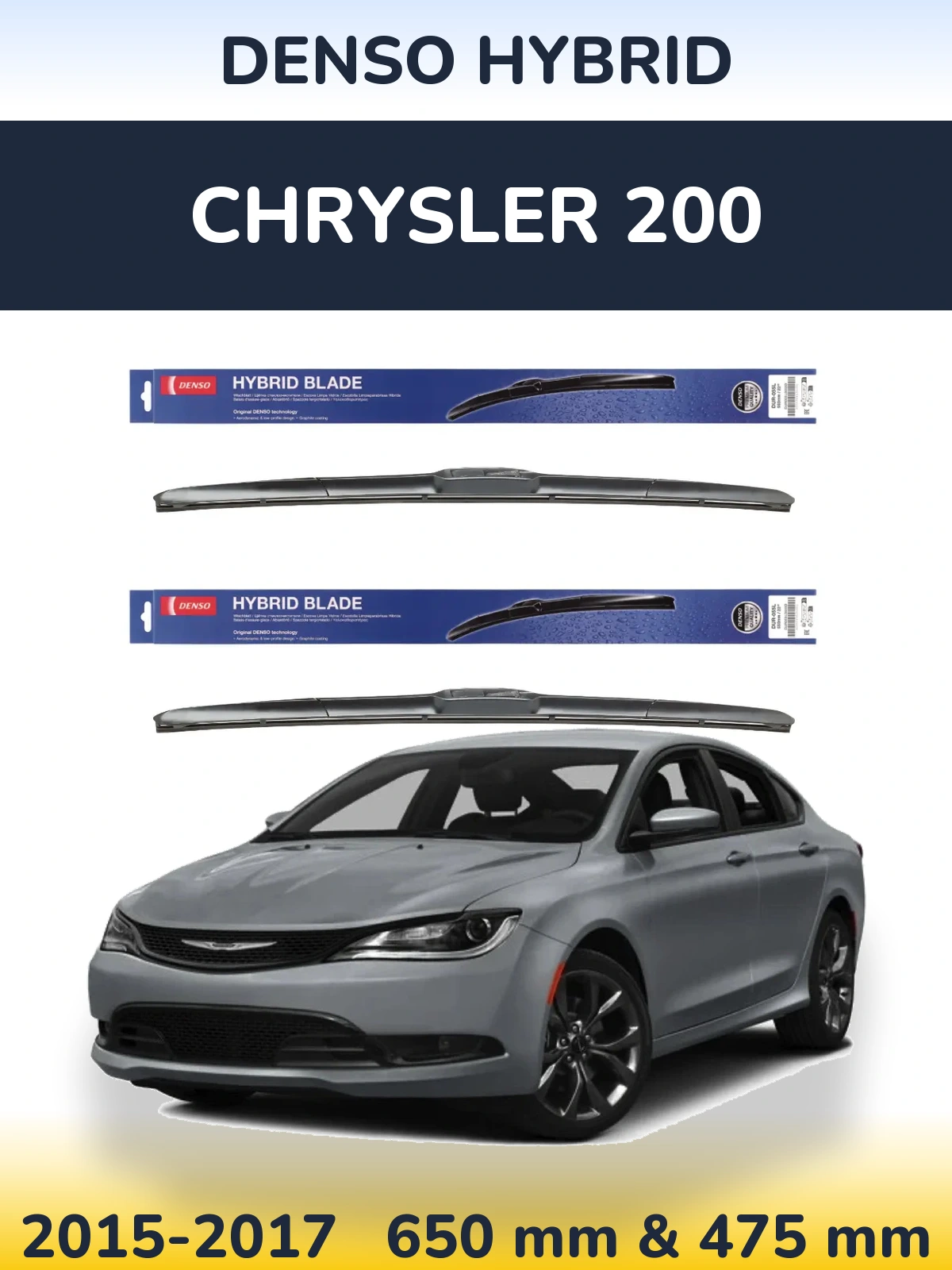 Sada předních stěračů Denso Hybrid 650 a 475 mm pro Chrysler 200 2015-2017