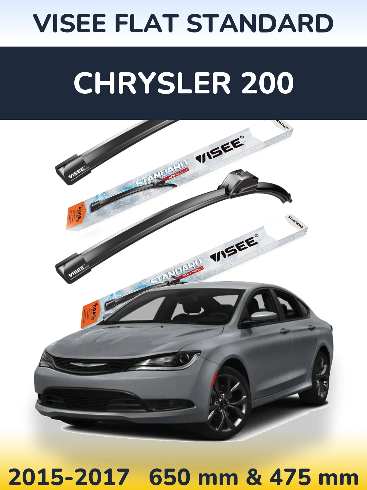 Sada předních stěračů VISEE FLAT STANDARD 650 a 475 mm pro Chrysler 200 2015-2017