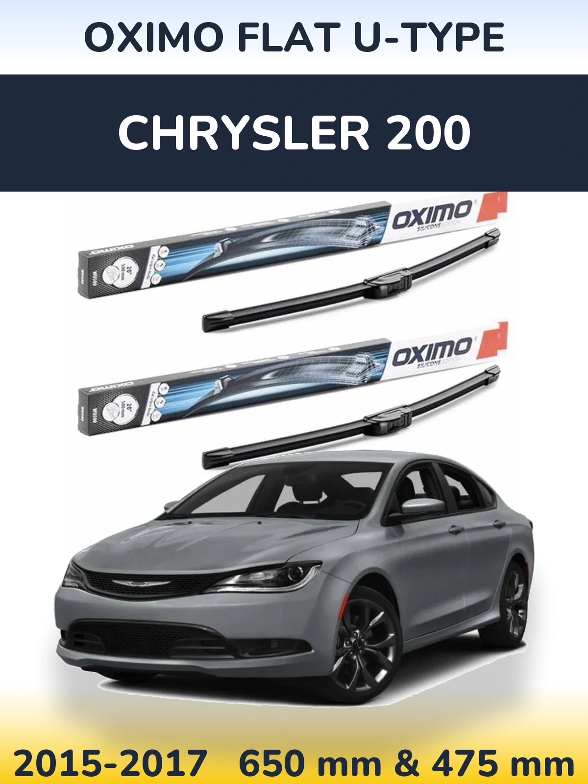 Sada předních stěračů Oximo Flat U-type 650 a 475 mm pro Chrysler 200 2015-2017