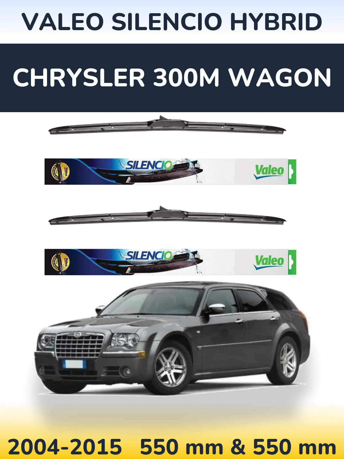 Sada předních stěračů Valeo Silencio Hybrid 550 a 550 mm pro Chrysler 300M Wagon 2004-2015