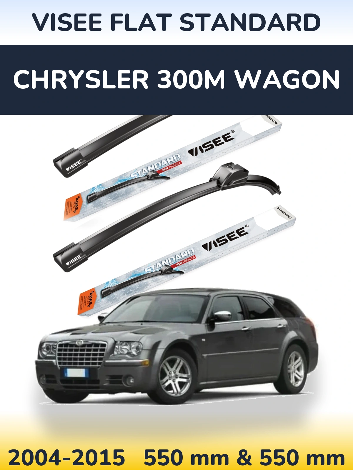 Sada předních stěračů VISEE FLAT STANDARD 550 a 550 mm pro Chrysler 300M Wagon 2004-2015