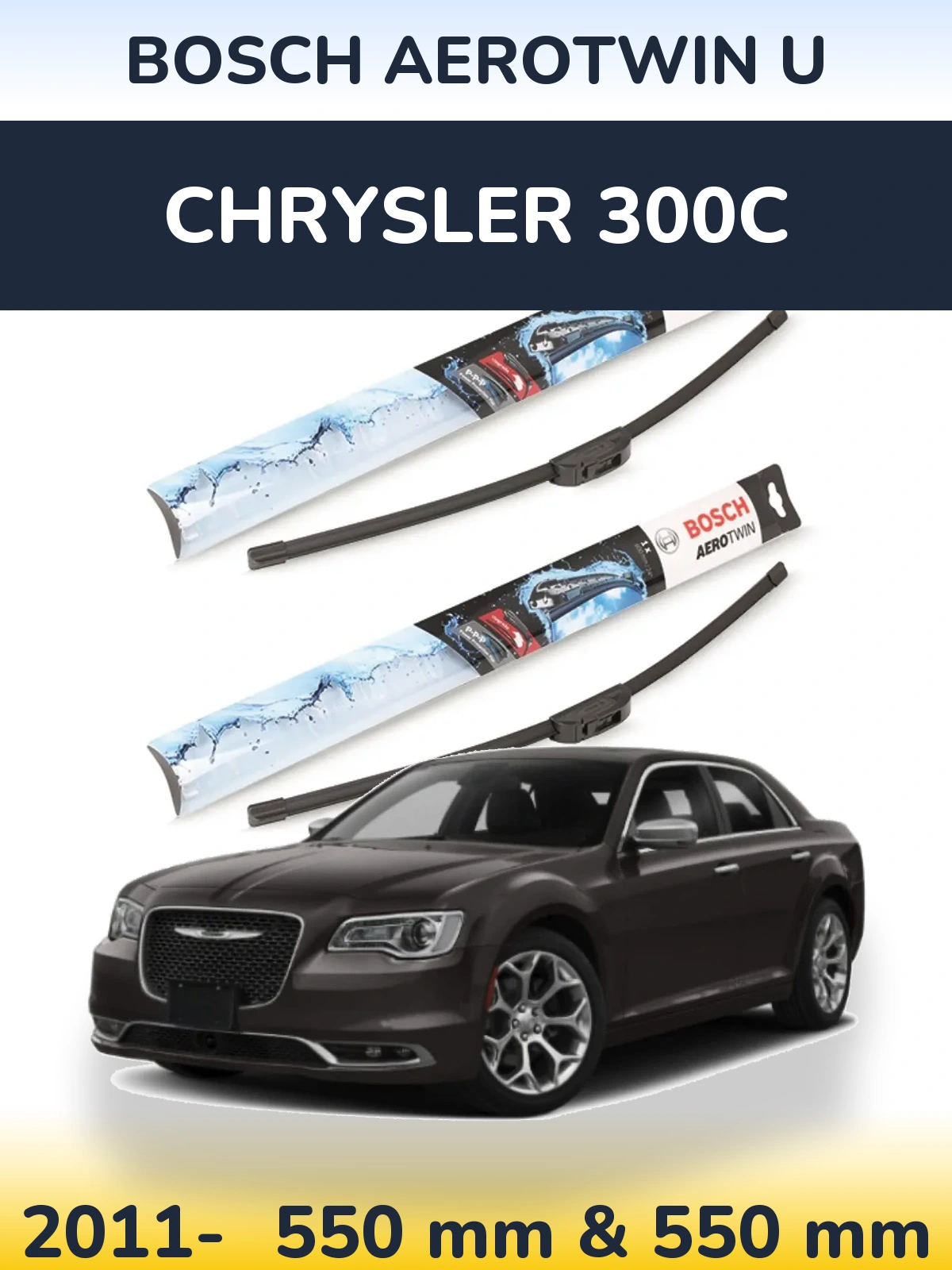 Sada předních stěračů BOSCH AeroTwin U 550 a 550 mm pro Chrysler 300C 2011-2026
