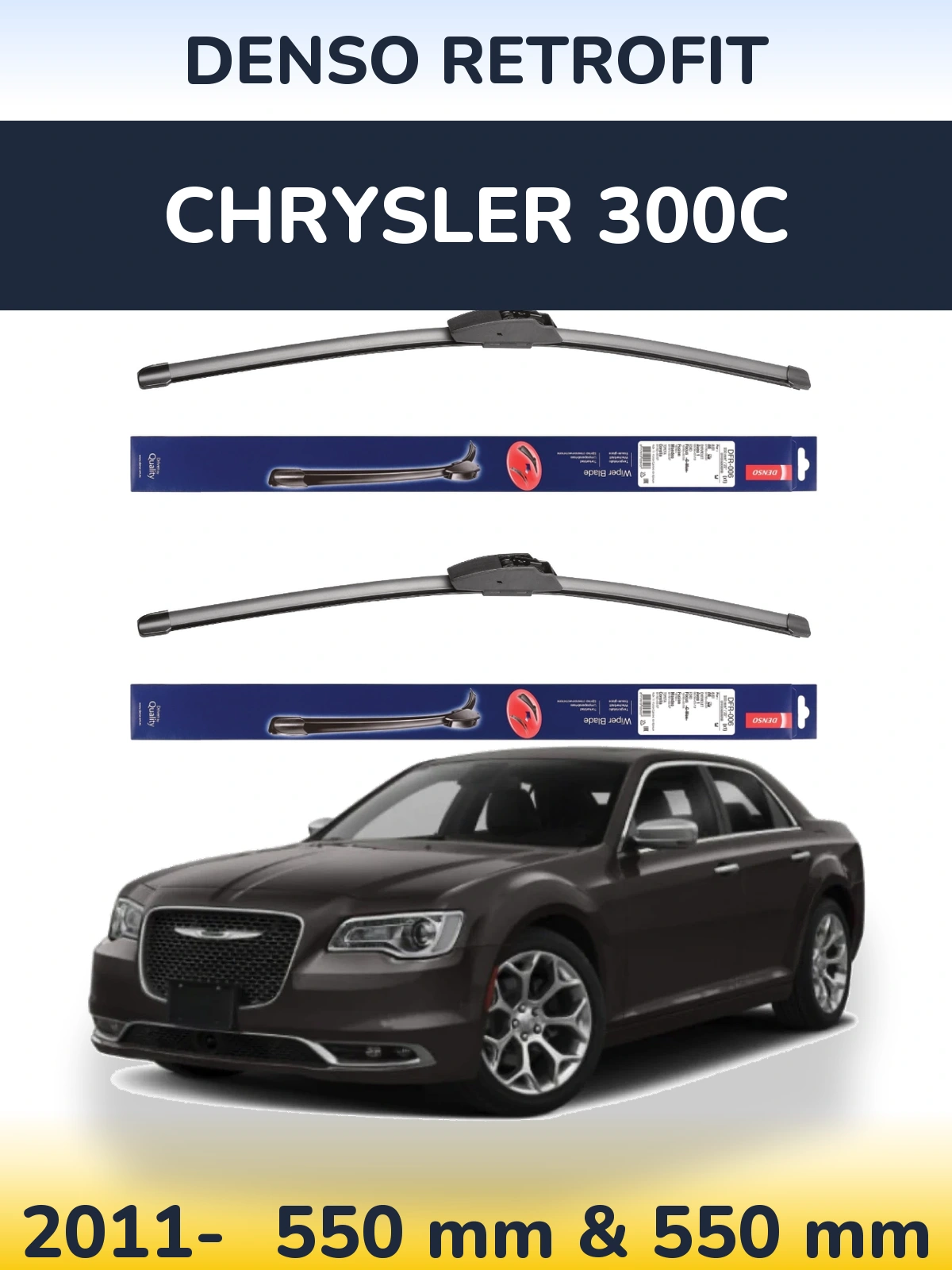 Sada předních stěračů Denso Retrofit 550 a 550 mm pro Chrysler 300C 2011-2026