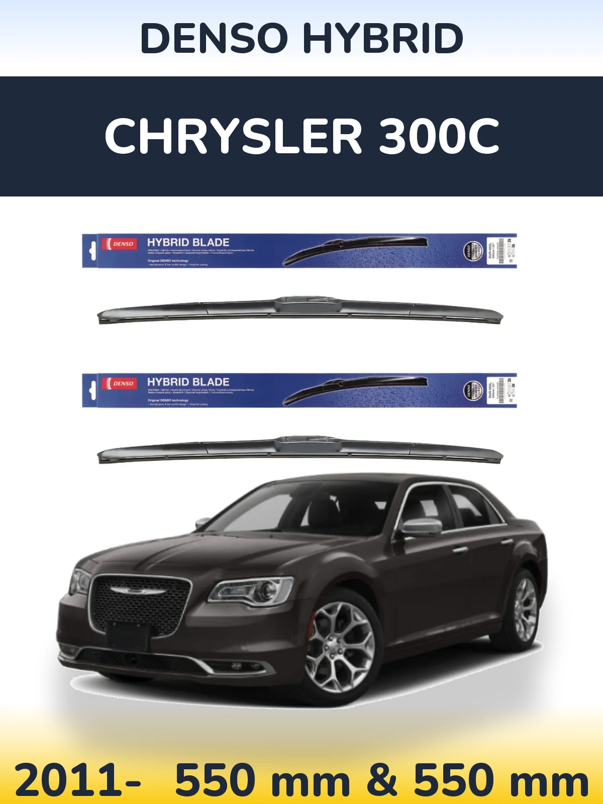 Sada předních stěračů Denso Hybrid 550 a 550 mm pro Chrysler 300C 2011-2026