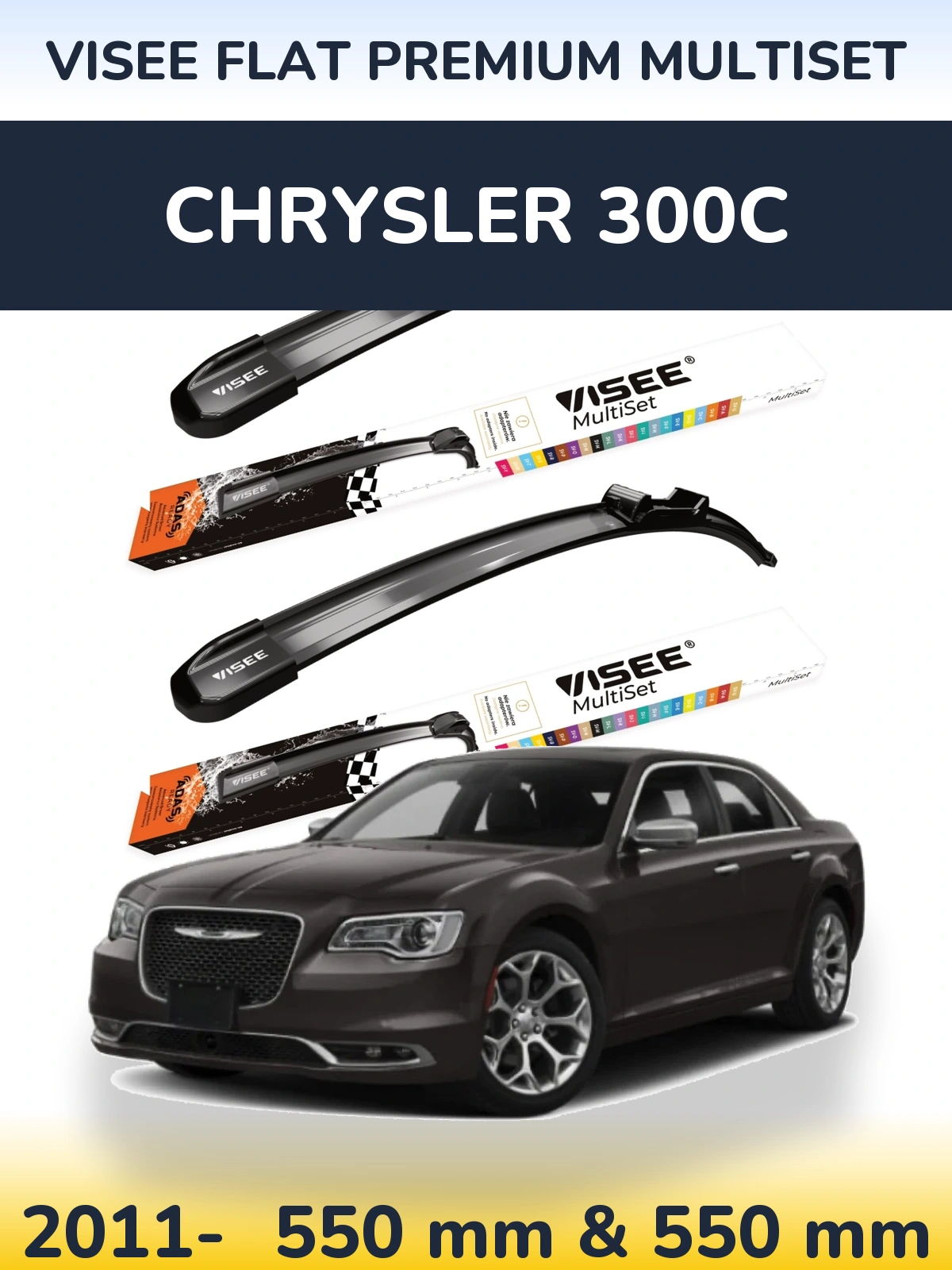 Sada předních stěračů VISEE FLAT PREMIUM MultiSet 550 a 550 mm pro Chrysler 300C 2011-2026