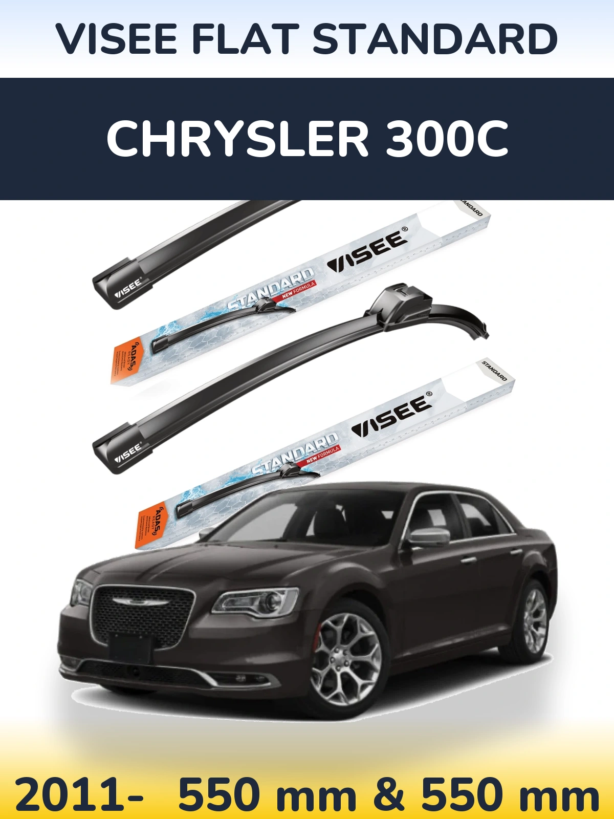 Sada předních stěračů VISEE FLAT STANDARD 550 a 550 mm pro Chrysler 300C 2011-2026