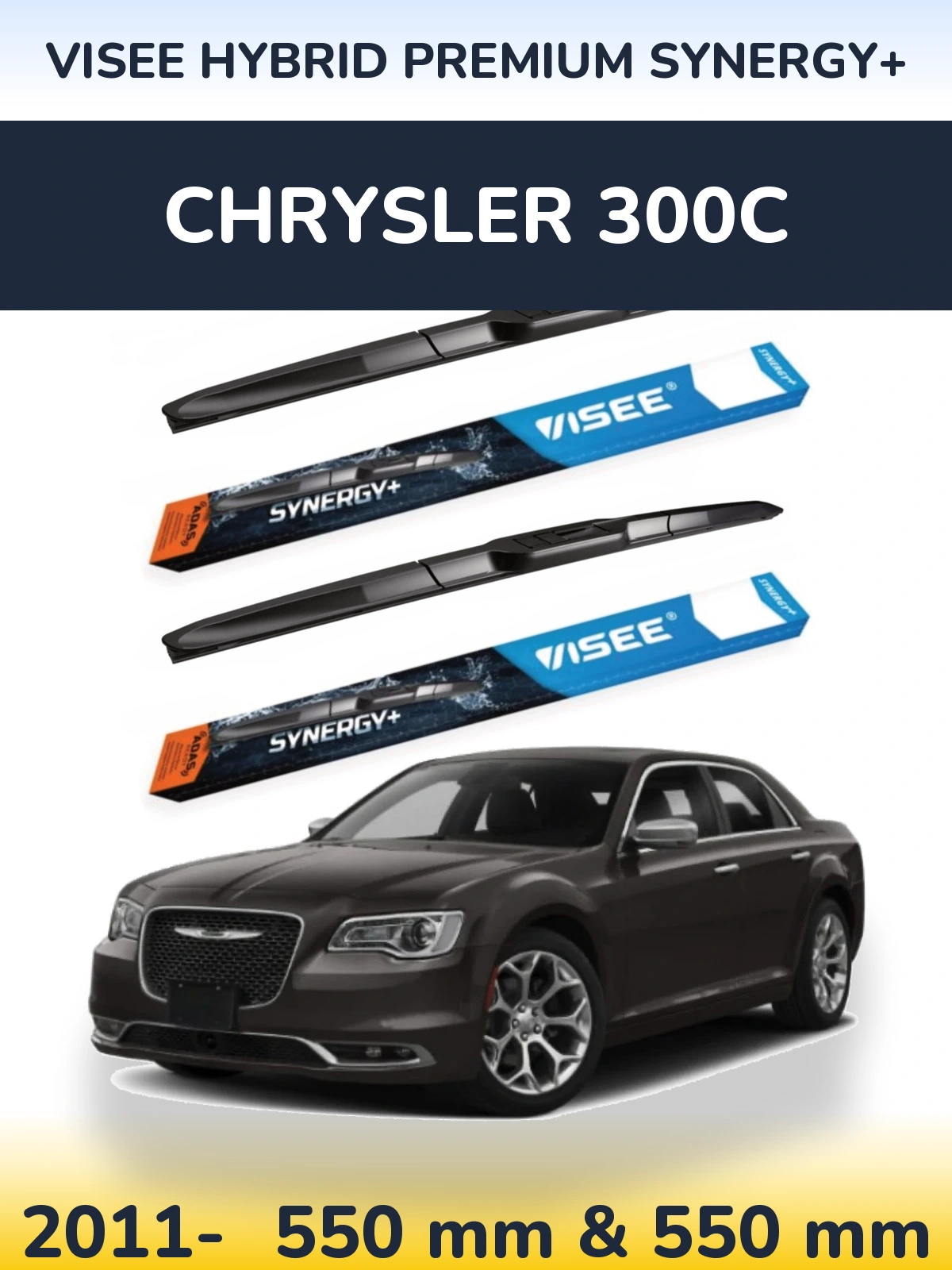 Sada předních stěračů VISEE HYBRID PREMIUM SYNERGY+ 550 a 550 mm pro Chrysler 300C 2011-2026