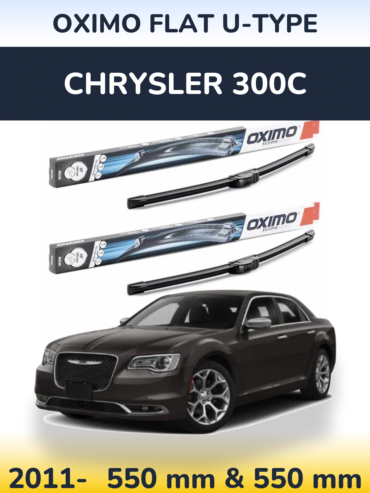 Sada předních stěračů Oximo Flat U-type 550 a 550 mm pro Chrysler 300C 2011-2026