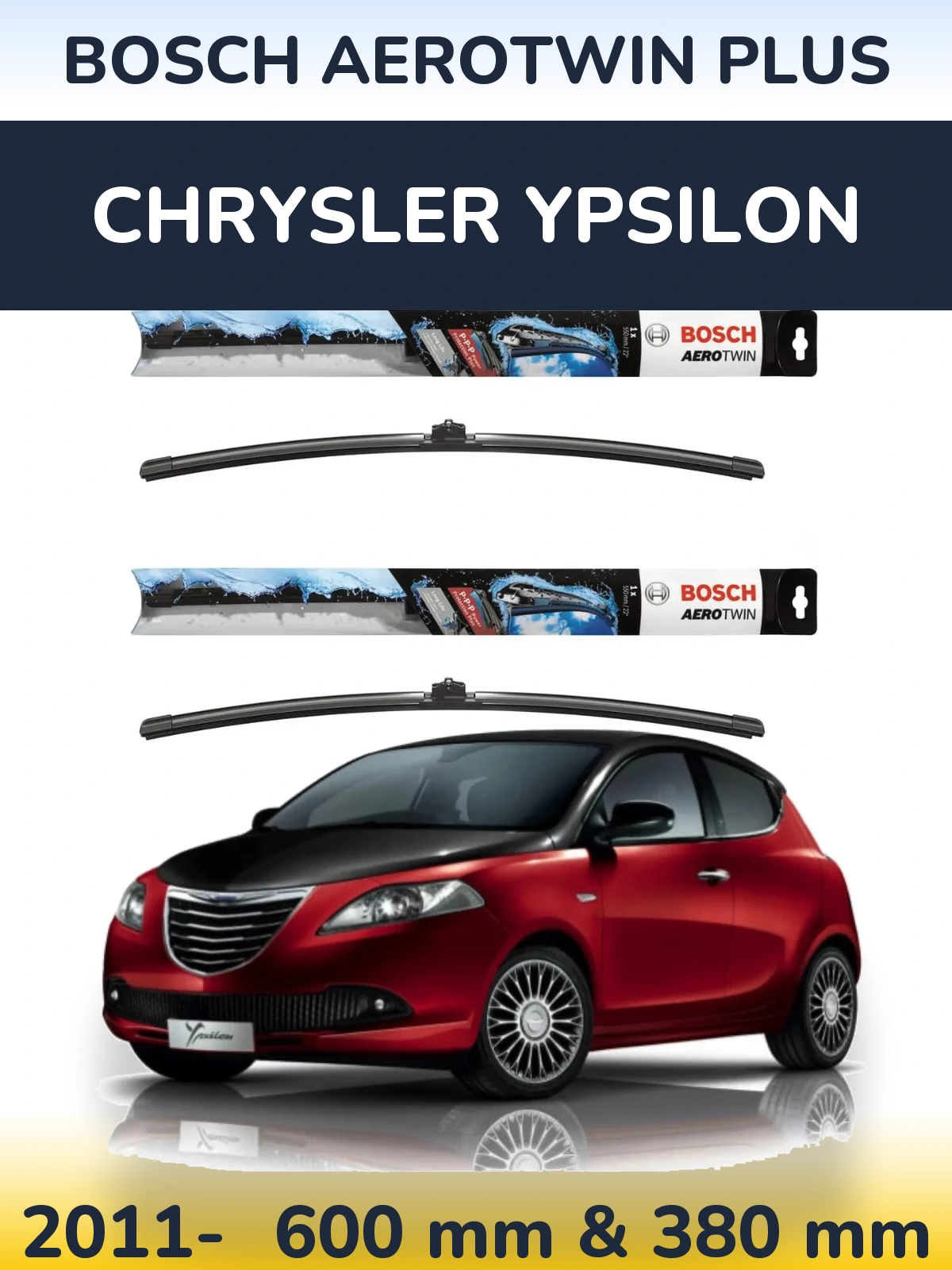 Sada předních stěračů BOSCH AeroTwin Plus 600 a 380 mm pro Chrysler Ypsilon 2011-2026