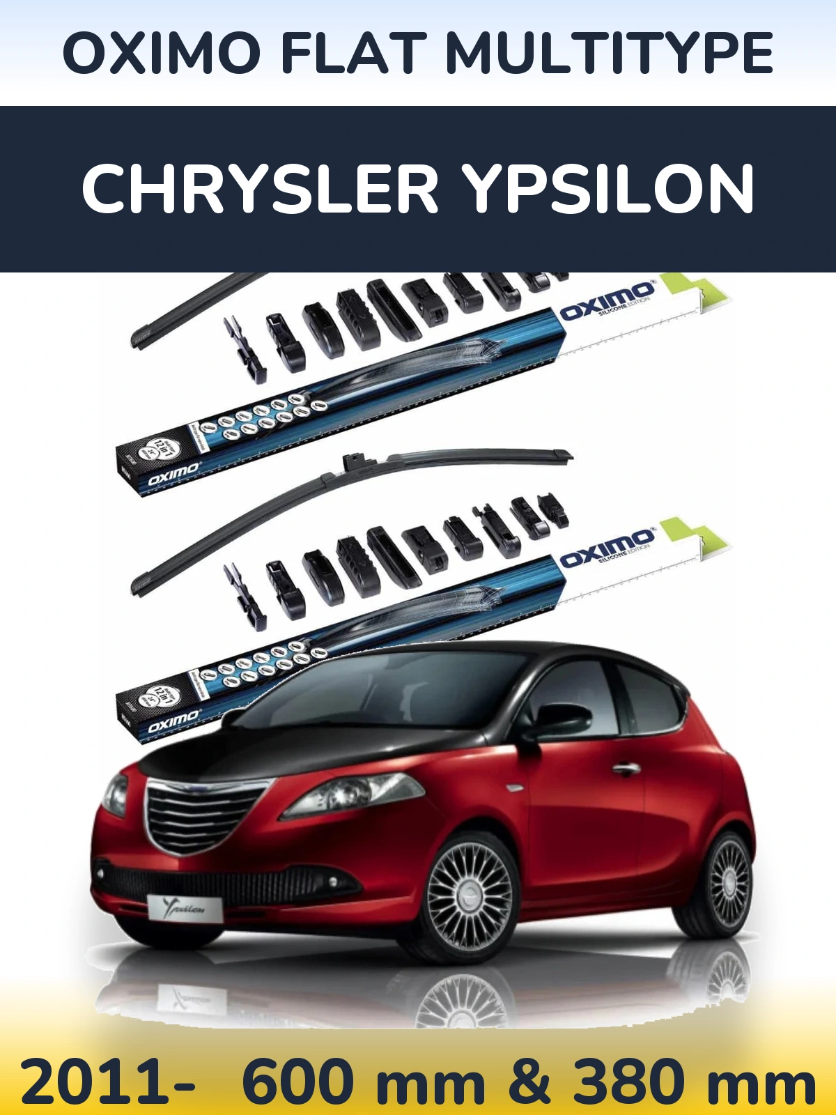 Sada předních stěračů Oximo Flat MultiType 600 a 380 mm pro Chrysler Ypsilon 2011-2026