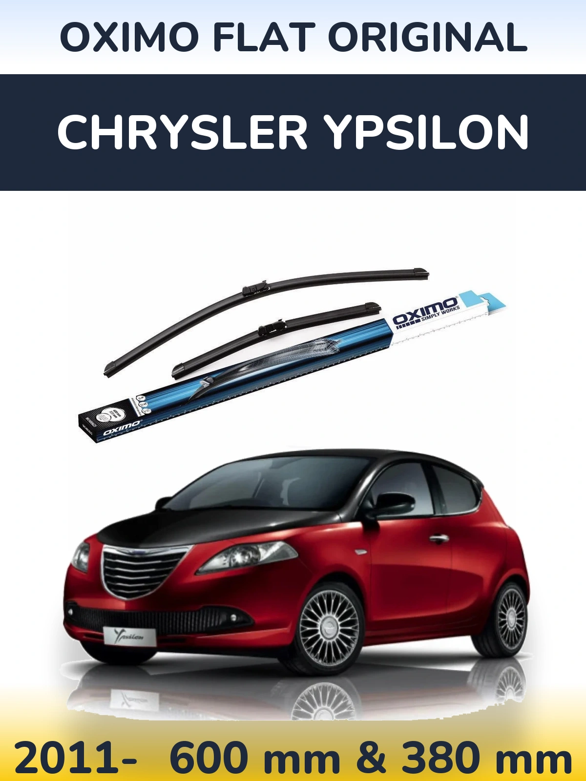 Sada předních stěračů Oximo Flat Original 600 a 380 mm pro Chrysler Ypsilon 2011-2026