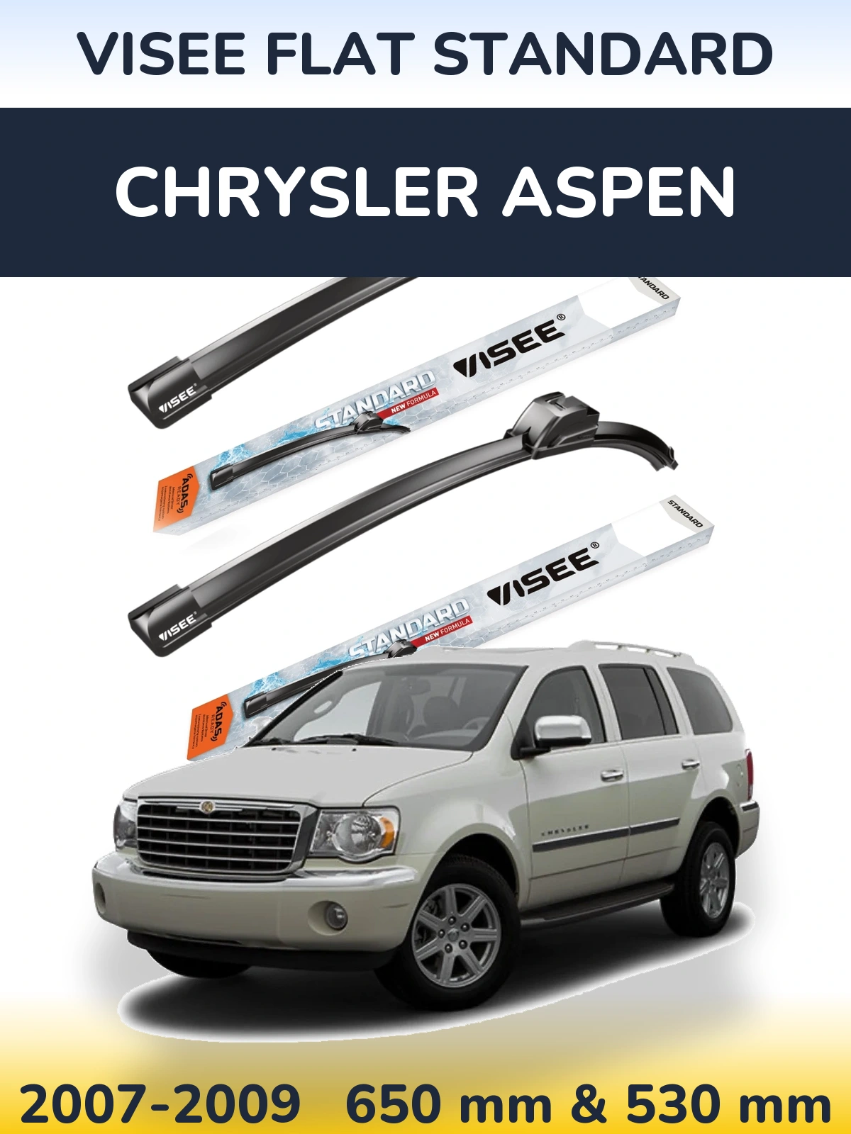 Sada předních stěračů VISEE FLAT STANDARD 650 a 530 mm pro Chrysler Aspen 2007-2009