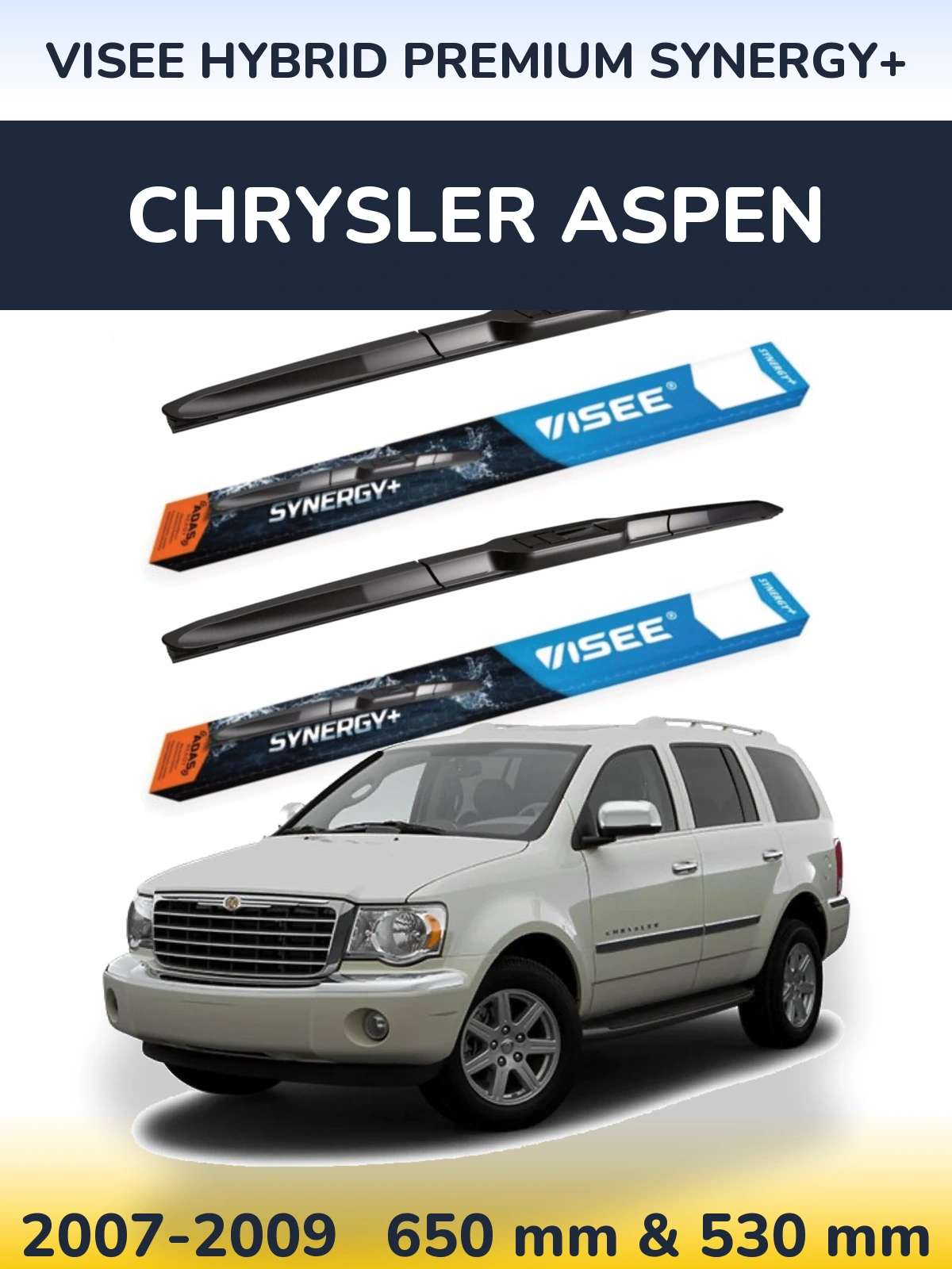 Sada předních stěračů VISEE HYBRID PREMIUM SYNERGY+ 650 a 530 mm pro Chrysler Aspen 2007-2009