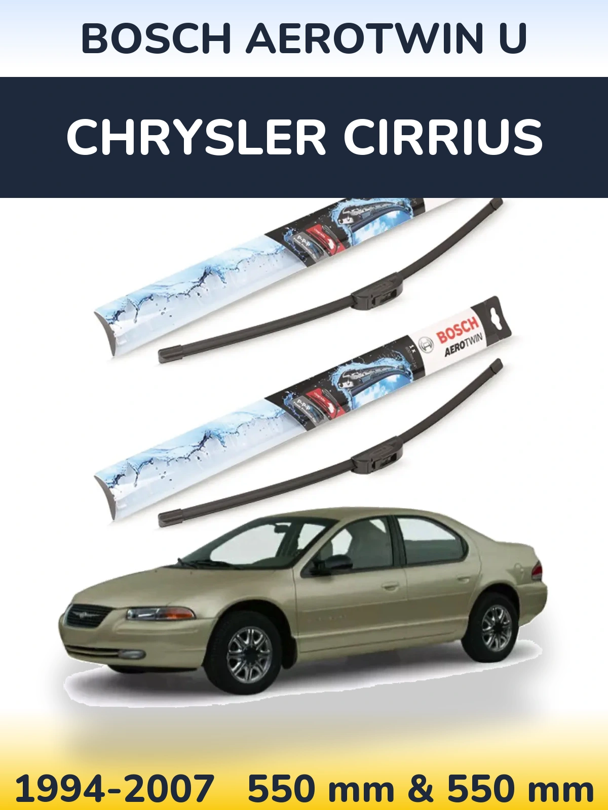 Sada předních stěračů BOSCH AeroTwin U 550 a 550 mm pro Chrysler Cirrius 1994-2007