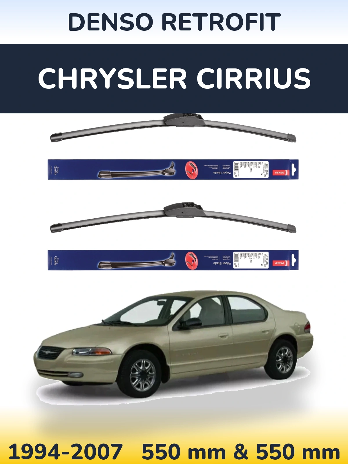 Sada předních stěračů Denso Retrofit 550 a 550 mm pro Chrysler Cirrius 1994-2007