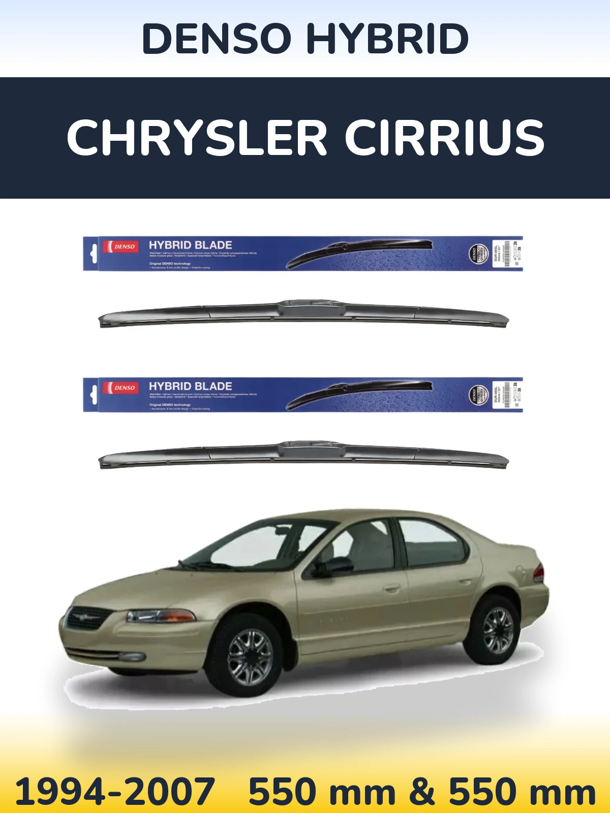 Sada předních stěračů Denso Hybrid 550 a 550 mm pro Chrysler Cirrius 1994-2007