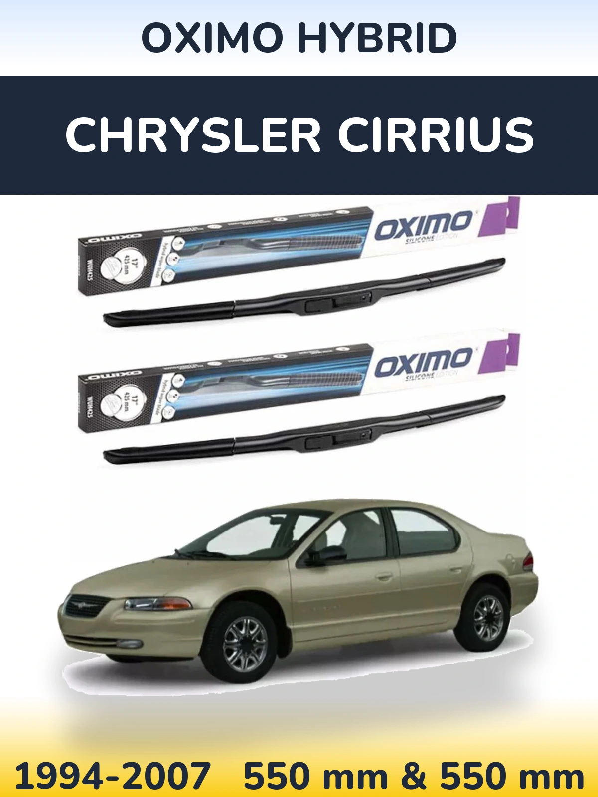 Sada předních stěračů Oximo Hybrid 550 a 550 mm pro Chrysler Cirrius 1994-2007