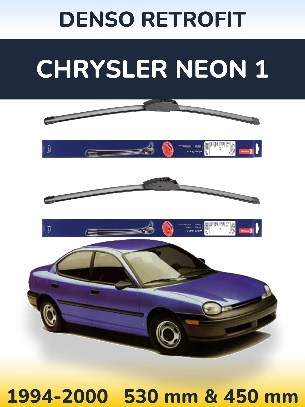 Sada předních stěračů Denso Retrofit 530 a 450 mm pro Chrysler Neon 1 1994-2000