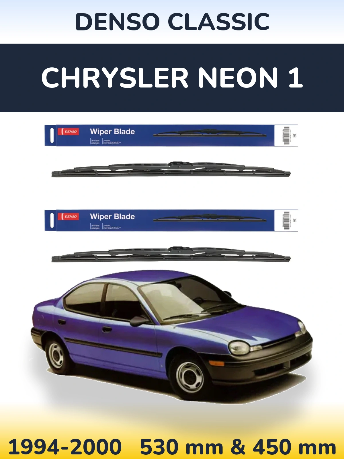 Sada předních stěračů Denso Classic 530 a 450 mm pro Chrysler Neon 1 1994-2000