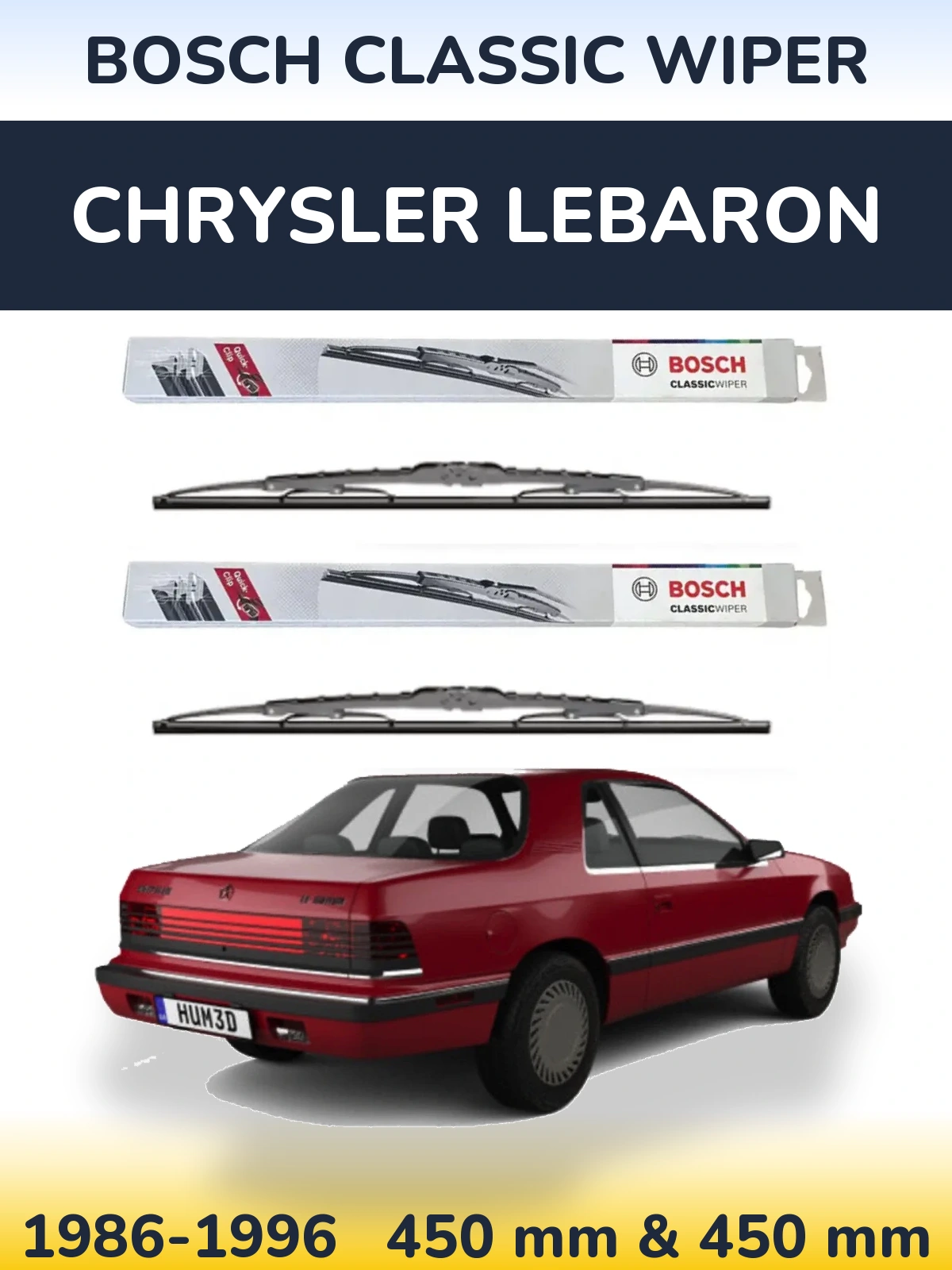 Sada předních stěračů BOSCH Classic Wiper 450 a 450 mm pro Chrysler LeBaron 1986-1996