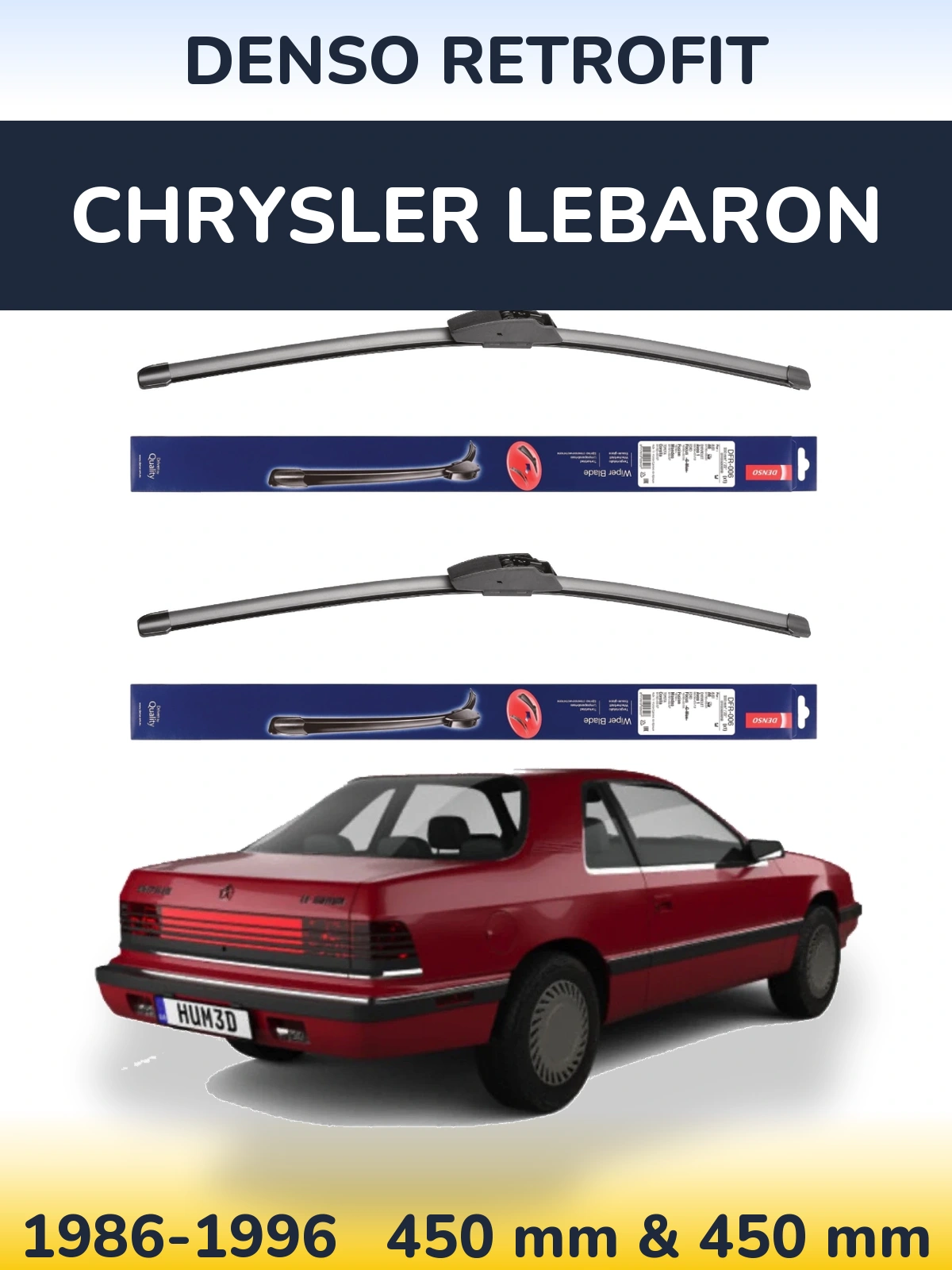 Sada předních stěračů Denso Retrofit 450 a 450 mm pro Chrysler LeBaron 1986-1996
