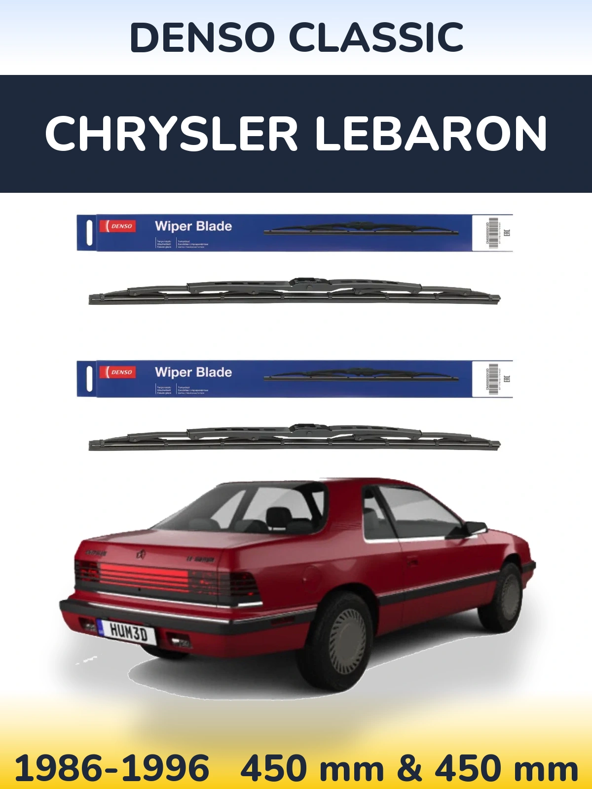 Sada předních stěračů Denso Classic 450 a 450 mm pro Chrysler LeBaron 1986-1996