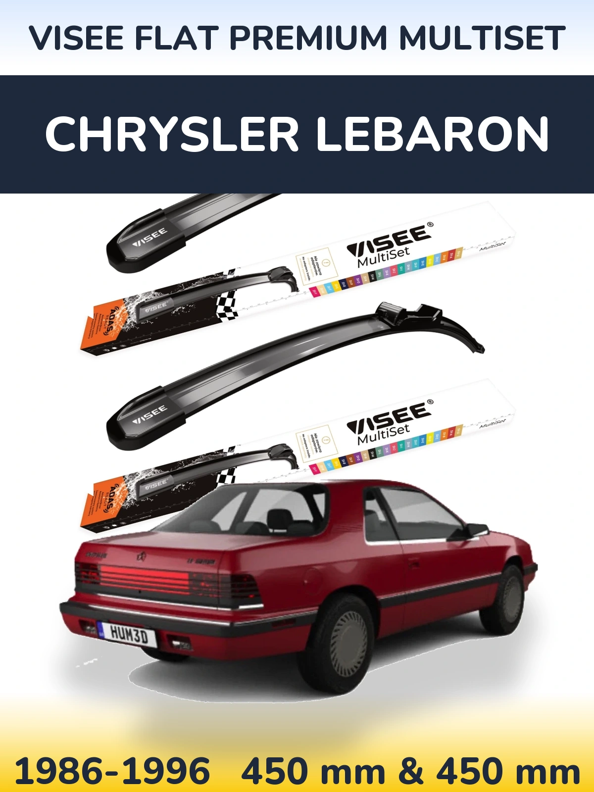 Sada předních stěračů VISEE FLAT PREMIUM MultiSet 450 a 450 mm pro Chrysler LeBaron 1986-1996
