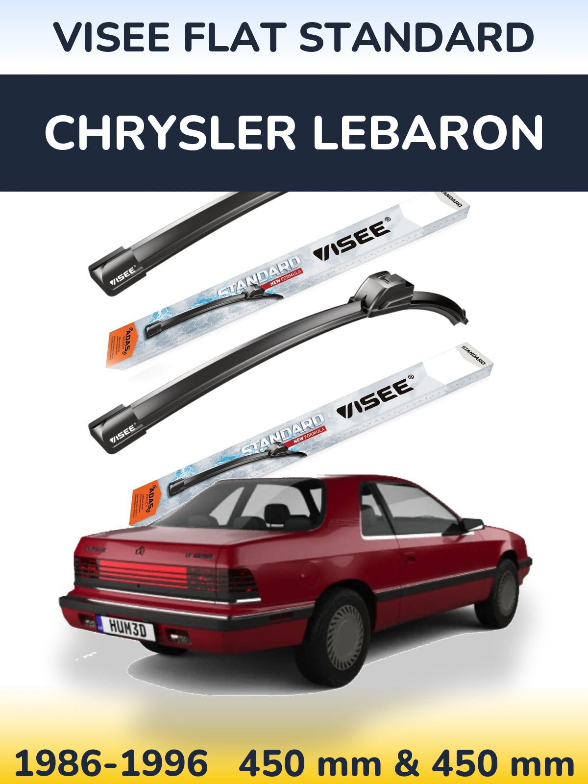 Sada předních stěračů VISEE FLAT STANDARD 450 a 450 mm pro Chrysler LeBaron 1986-1996