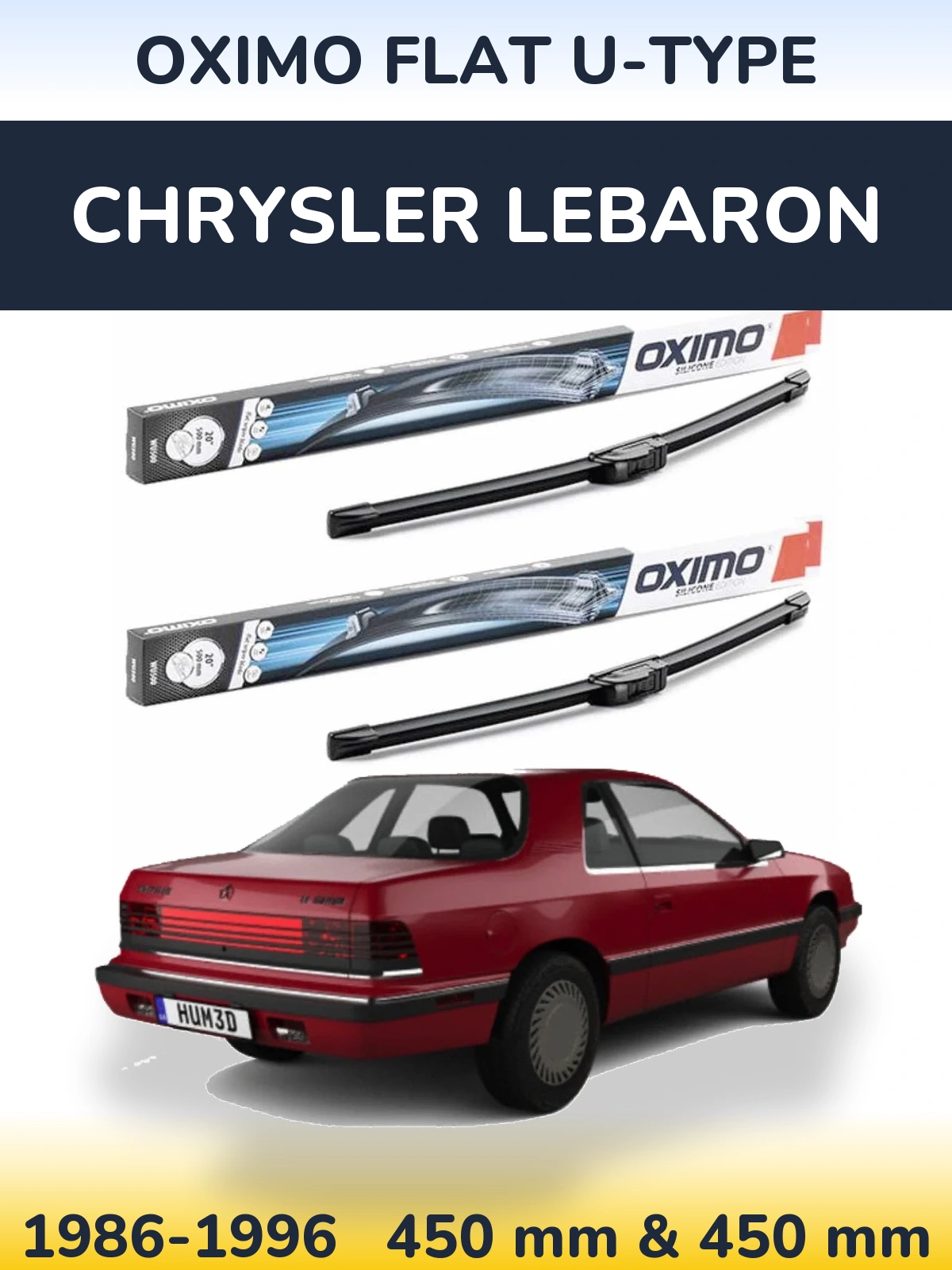 Sada předních stěračů Oximo Flat U-type 450 a 450 mm pro Chrysler LeBaron 1986-1996