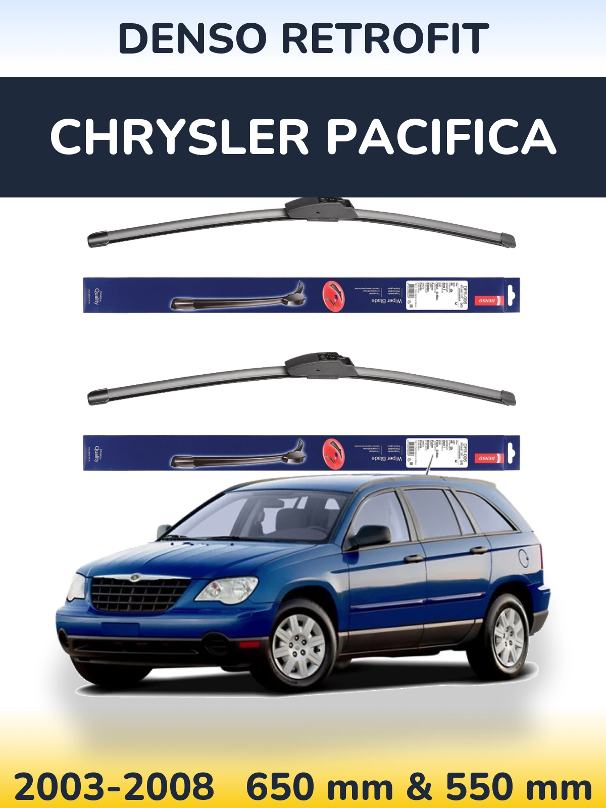 Sada předních stěračů Denso Retrofit 650 a 550 mm pro Chrysler Pacifica 2003-2008