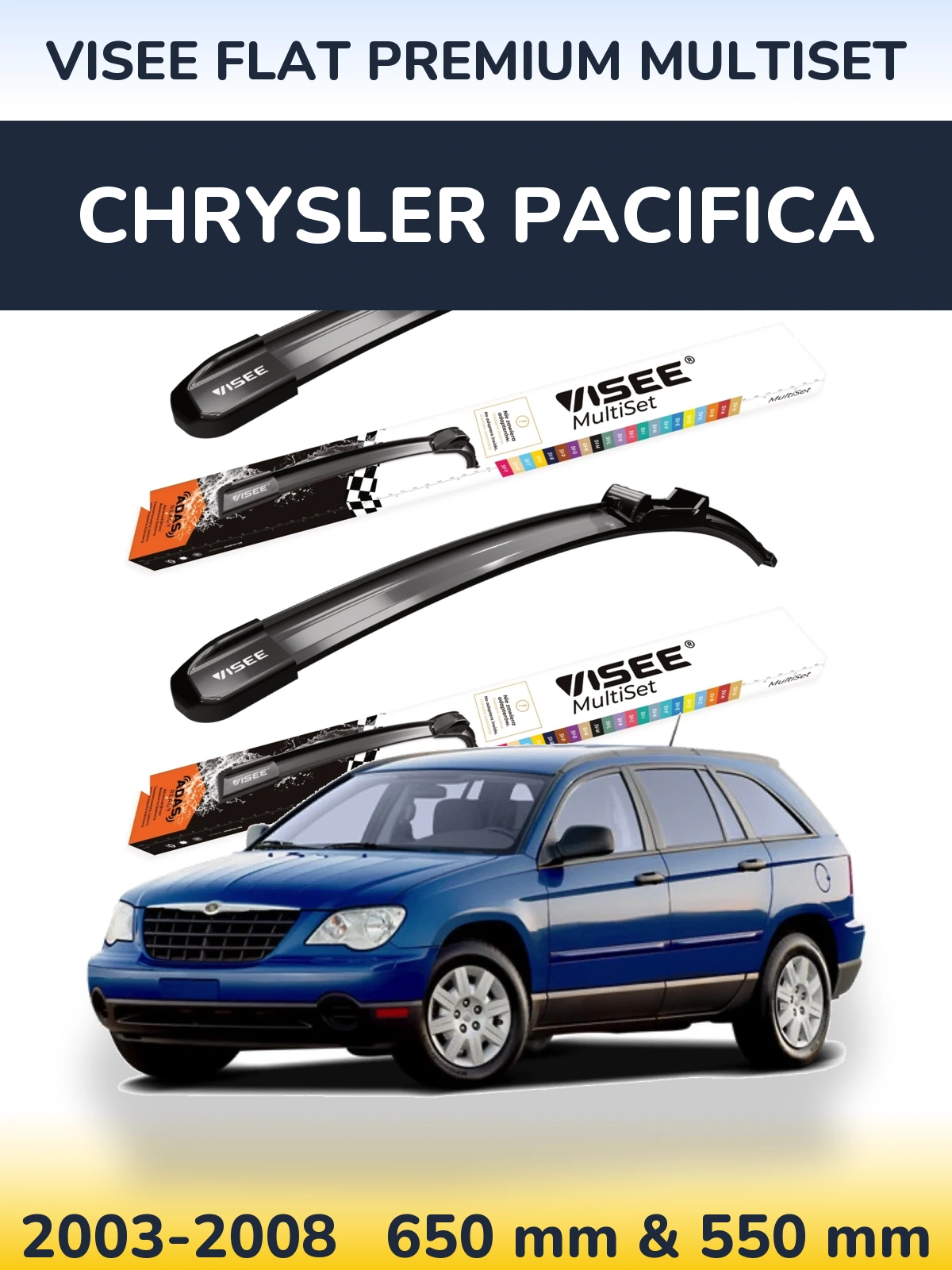 Sada předních stěračů VISEE FLAT PREMIUM MultiSet 650 a 550 mm pro Chrysler Pacifica 2003-2008