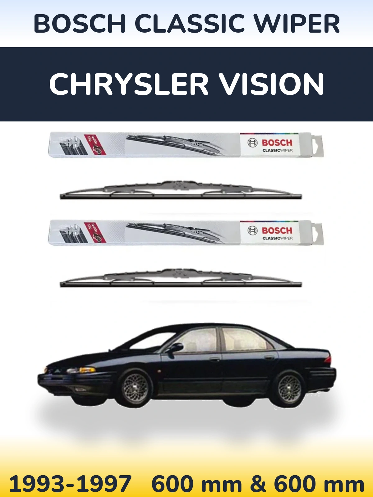 Sada předních stěračů BOSCH Classic Wiper 600 a 600 mm pro Chrysler Vision 1993-1997