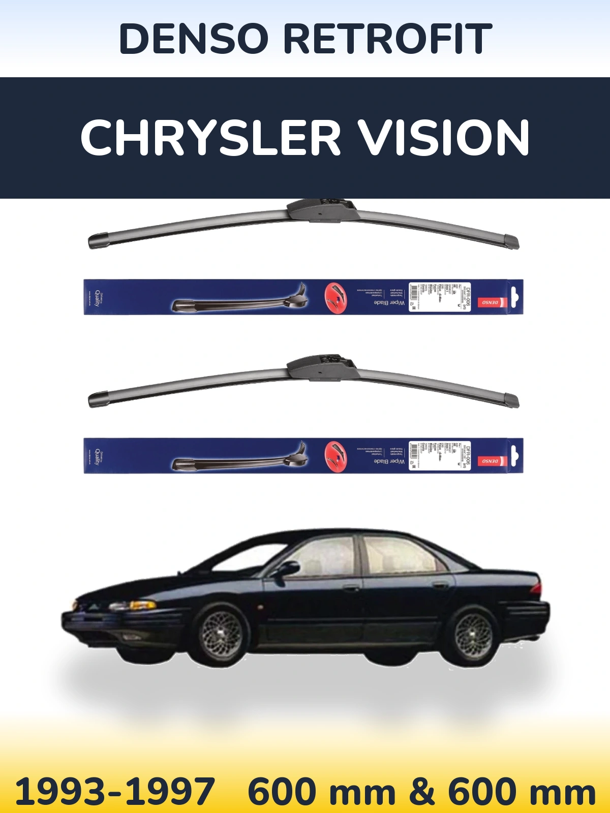 Sada předních stěračů Denso Retrofit 600 a 600 mm pro Chrysler Vision 1993-1997