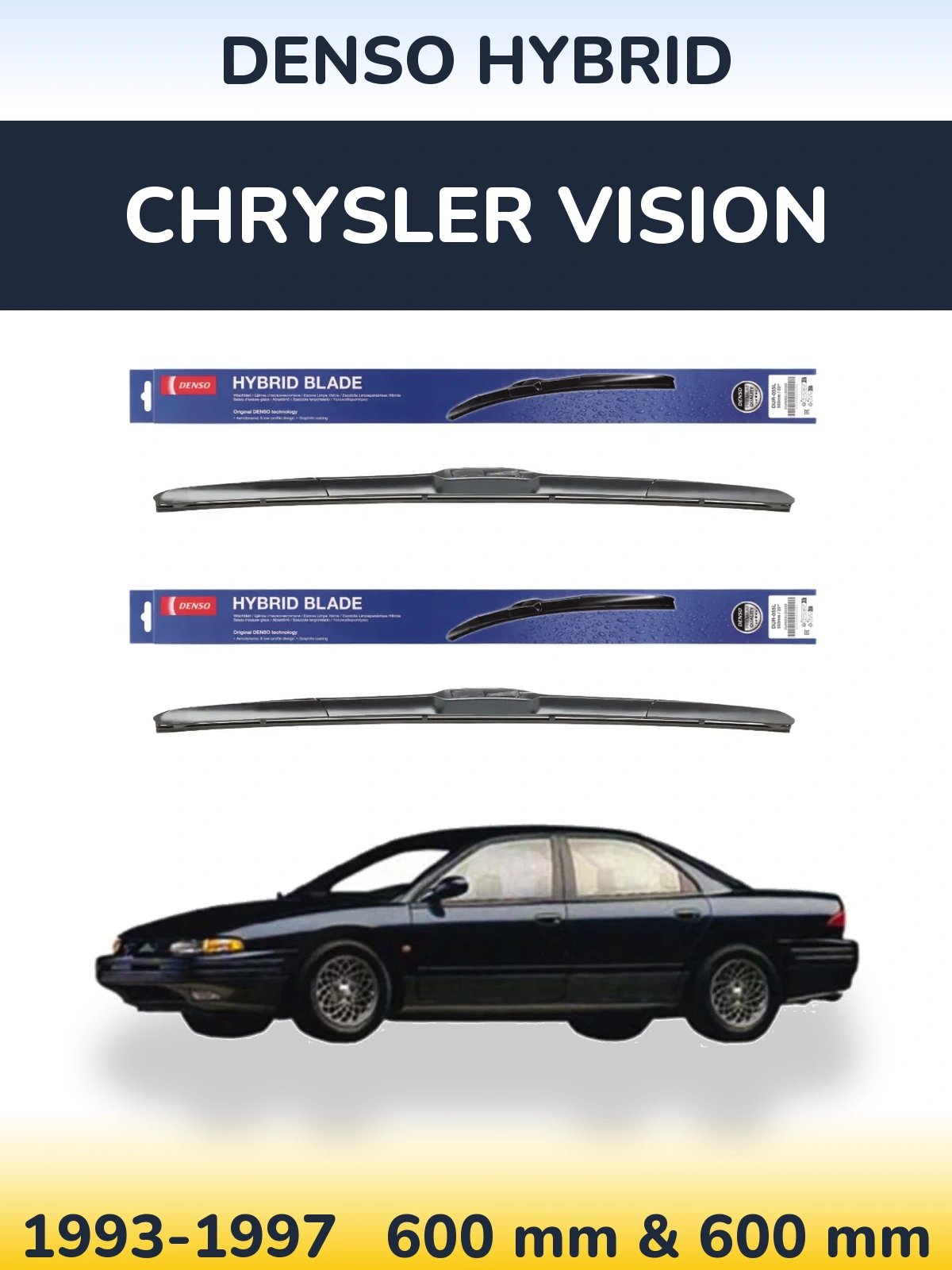 Sada předních stěračů Denso Hybrid 600 a 600 mm pro Chrysler Vision 1993-1997