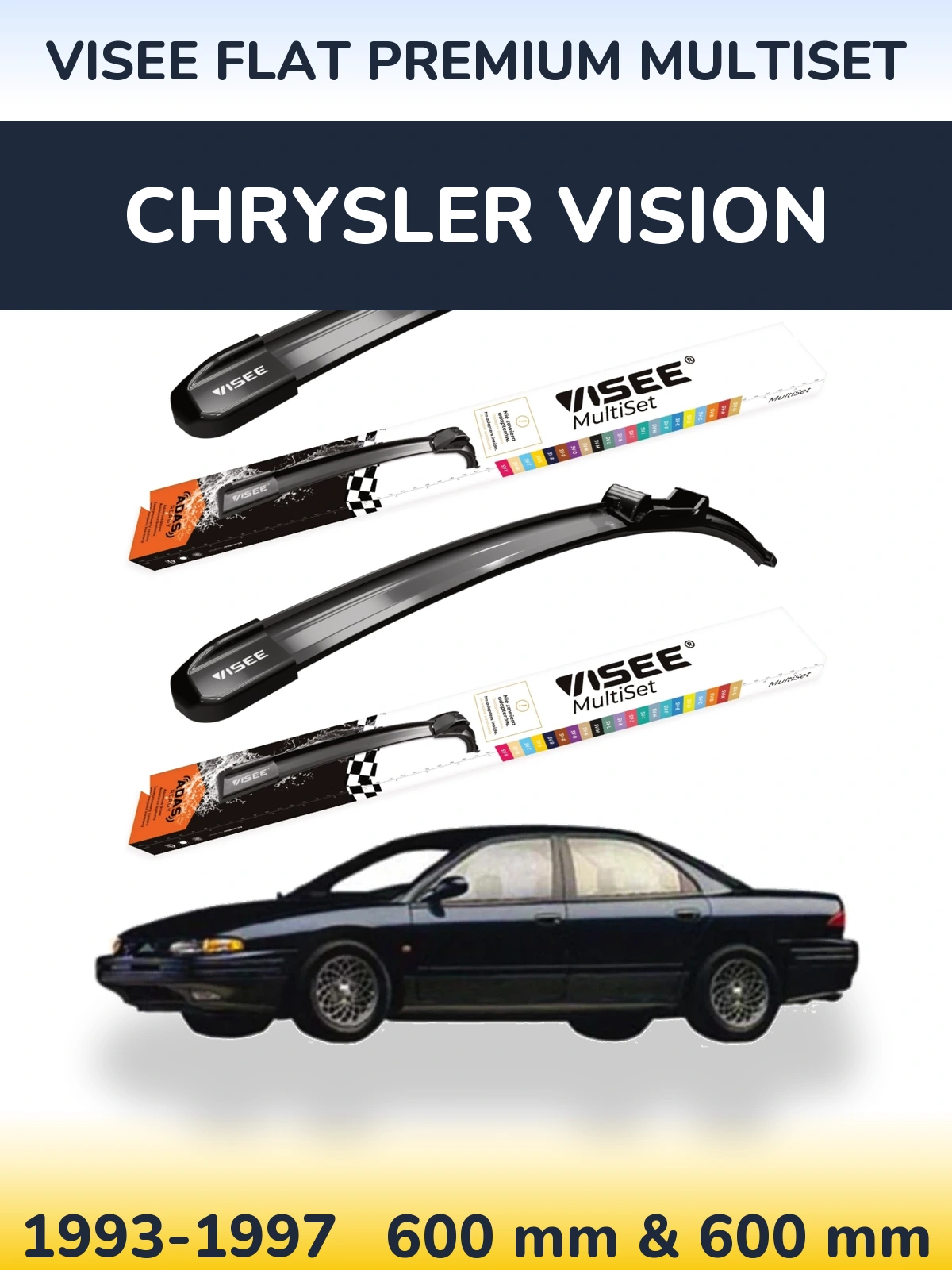 Sada předních stěračů VISEE FLAT PREMIUM MultiSet 600 a 600 mm pro Chrysler Vision 1993-1997