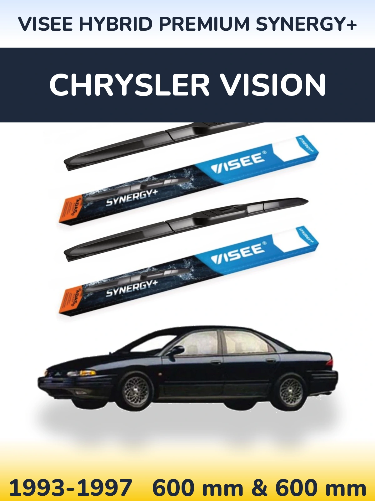Sada předních stěračů VISEE HYBRID PREMIUM SYNERGY+ 600 a 600 mm pro Chrysler Vision 1993-1997